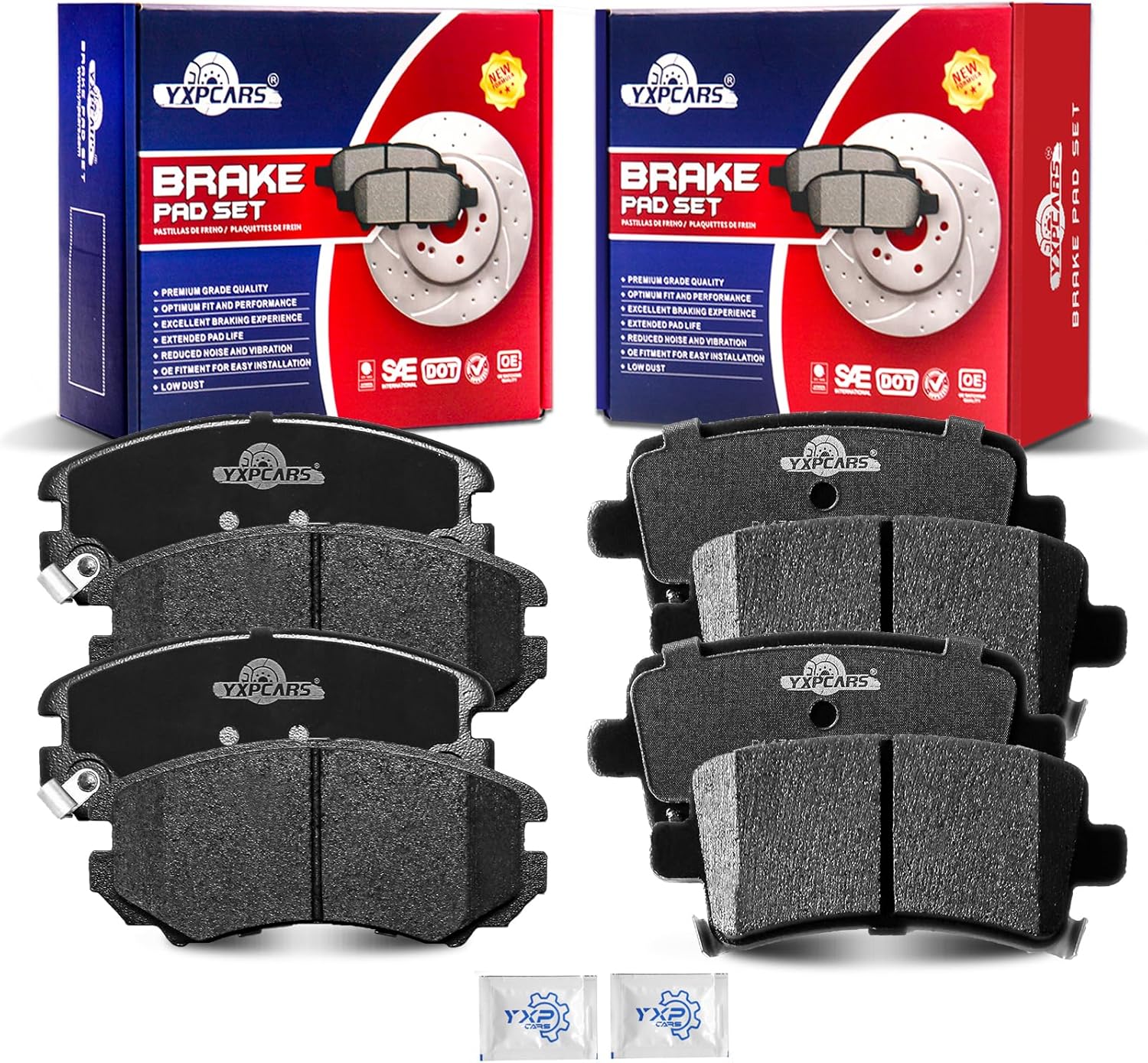 Front and Rear Ceramic Disc Brake Pads Set Replacement for Buick LaCrosse 2010-2014 /Regal 2011 2012 2013 2014, for Chevry Impala 2014 exclude Police/Malibu 2013-2015