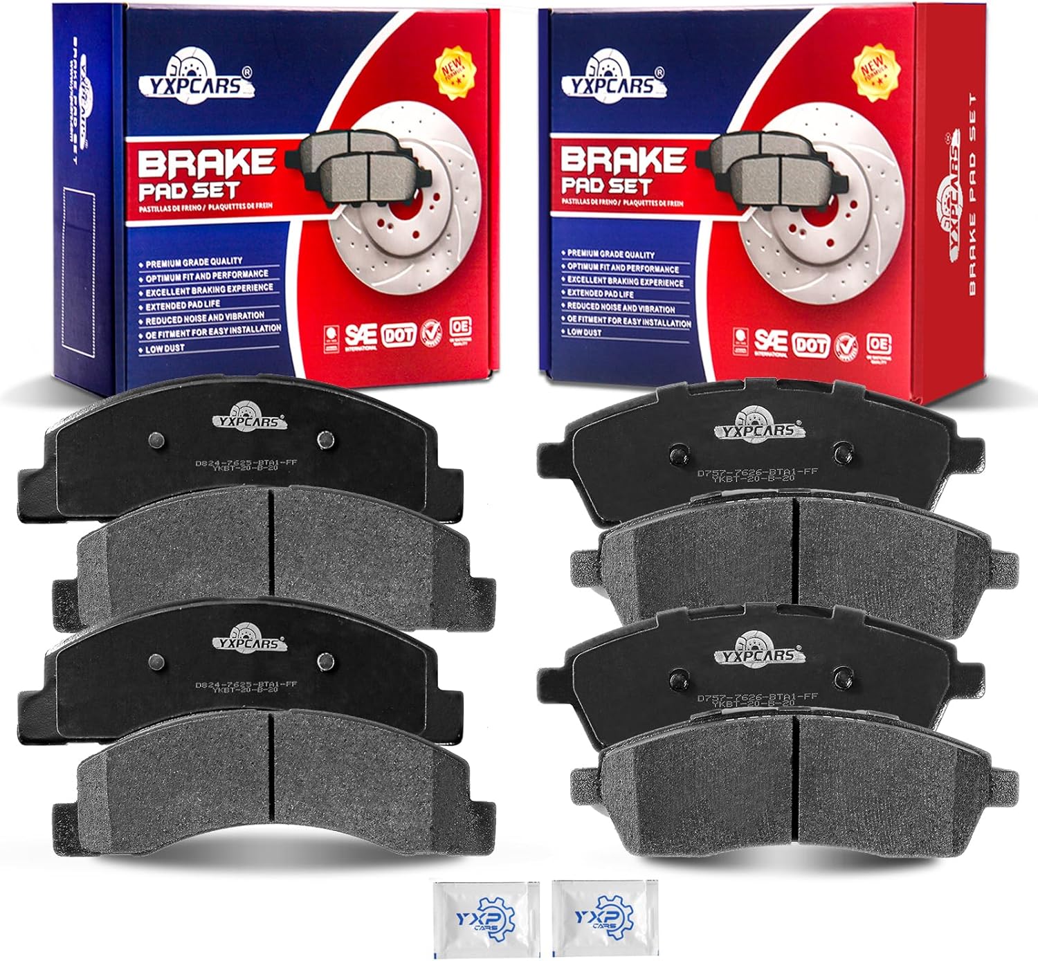 Front and Rear Ceramic Disc Brake Pads Set Replacement for 2000 2001 2002 2003 2004 2005 Ford Excursion, 1999-2004 Ford F-250/F-350 Super Duty