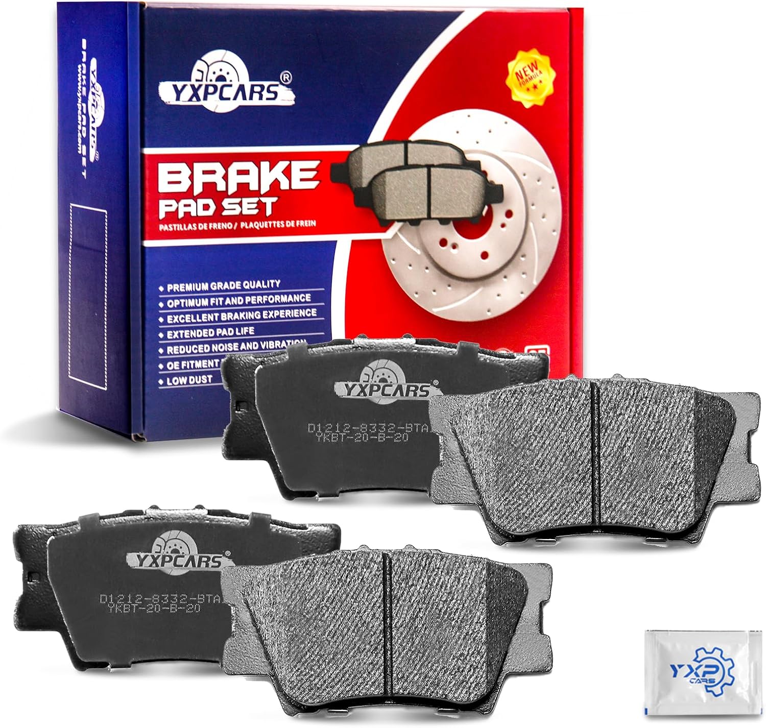 Ceramic Disc Brake Pads Set Rear for Toyota Camry 2007-2011/ Avalon 2008 2009 2010 2011 2012 2013 2014 2015-2018/ Rav4 2016-2017 Le, for LEXUS HS250H 2010-2012/ ES300h 2013-2018/ ES350 2007-2018