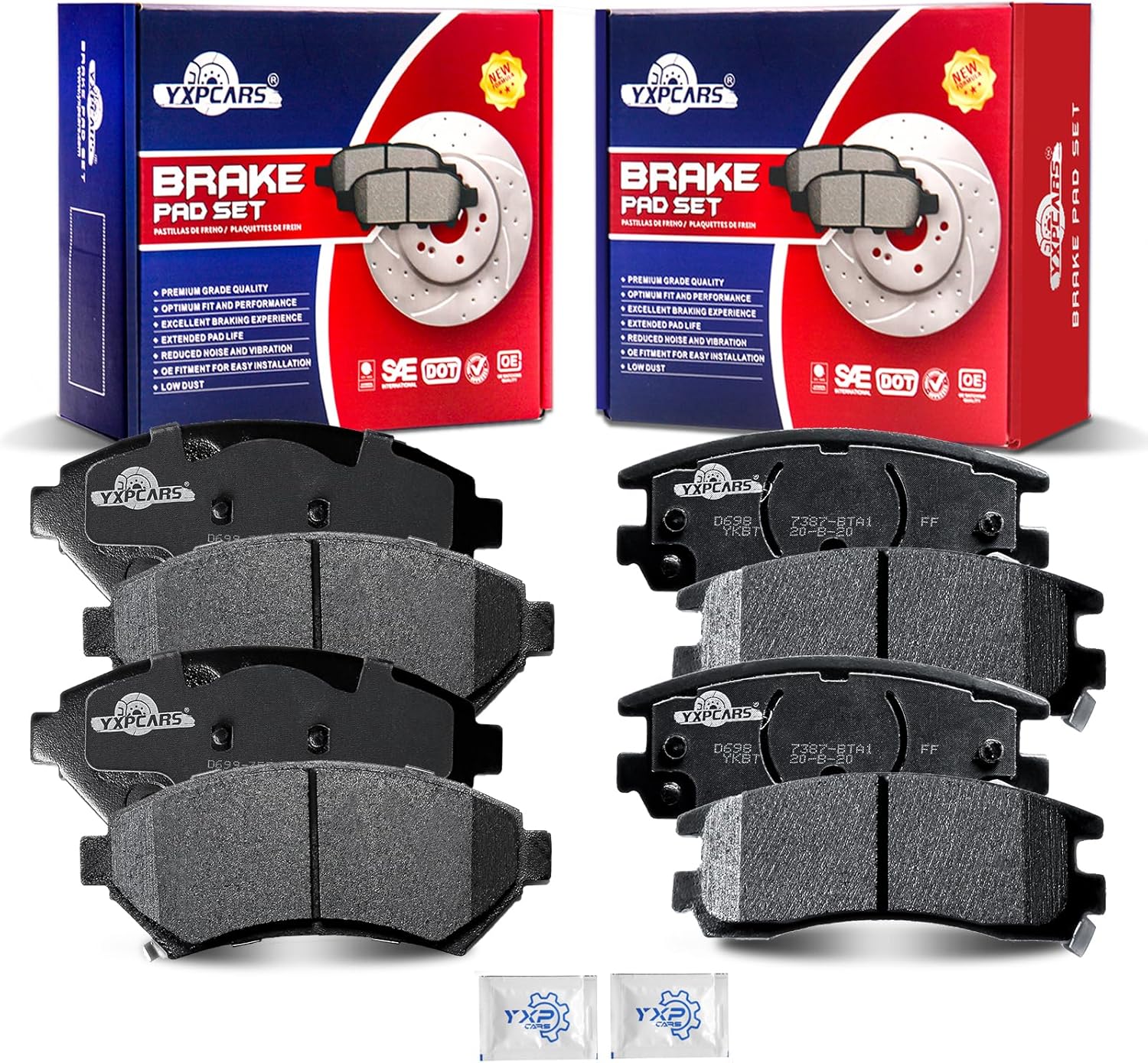 Front and Rear Ceramic Disc Brake Pads Set Replacement for 2000-2005 Chevy Impala Monte Carlo, 2000-2005 Pontiac Bonneville 1997-2003 Grand Prix, Oldsmobile Aurora Intrigue