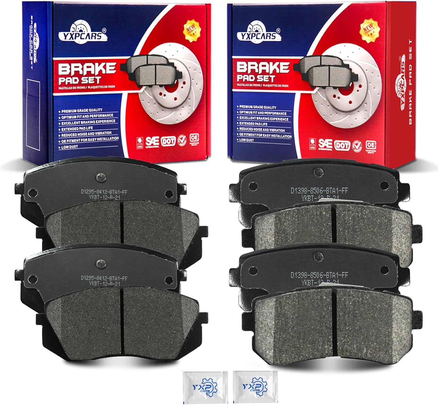 Front and Rear Ceramic Disc Brake Pads Set Replacement for Hyundai Tucson 2010-2017 for Kia Cadenza 2014-2016 Sportage 2011 2012 2013 2014 2015 2016