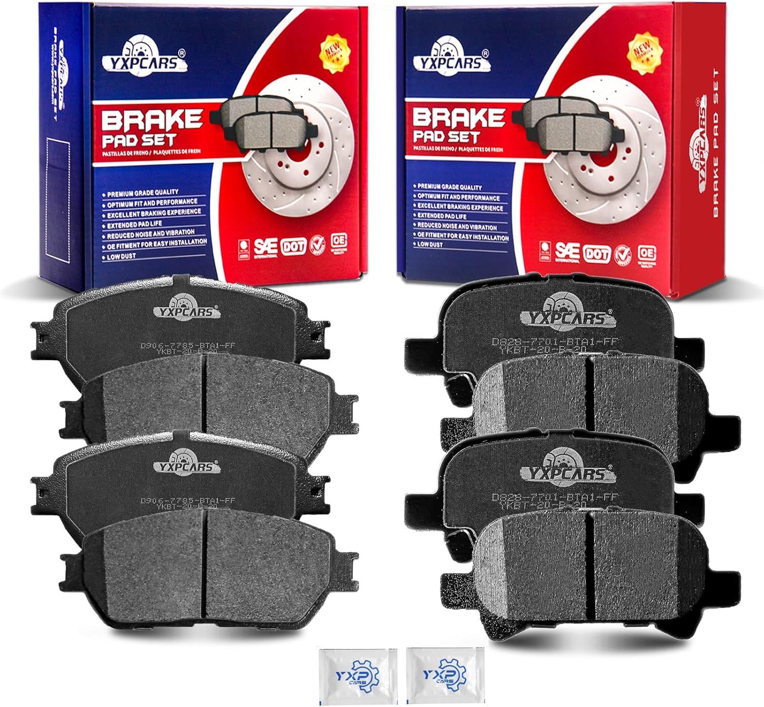 Front and Rear Ceramic Disc Brake Pads Set Replacement for Toyota Solara 2004-2008 Avalon 2005-2007, Camry 2005-2006 Se Xle V6 with 4 Wheel