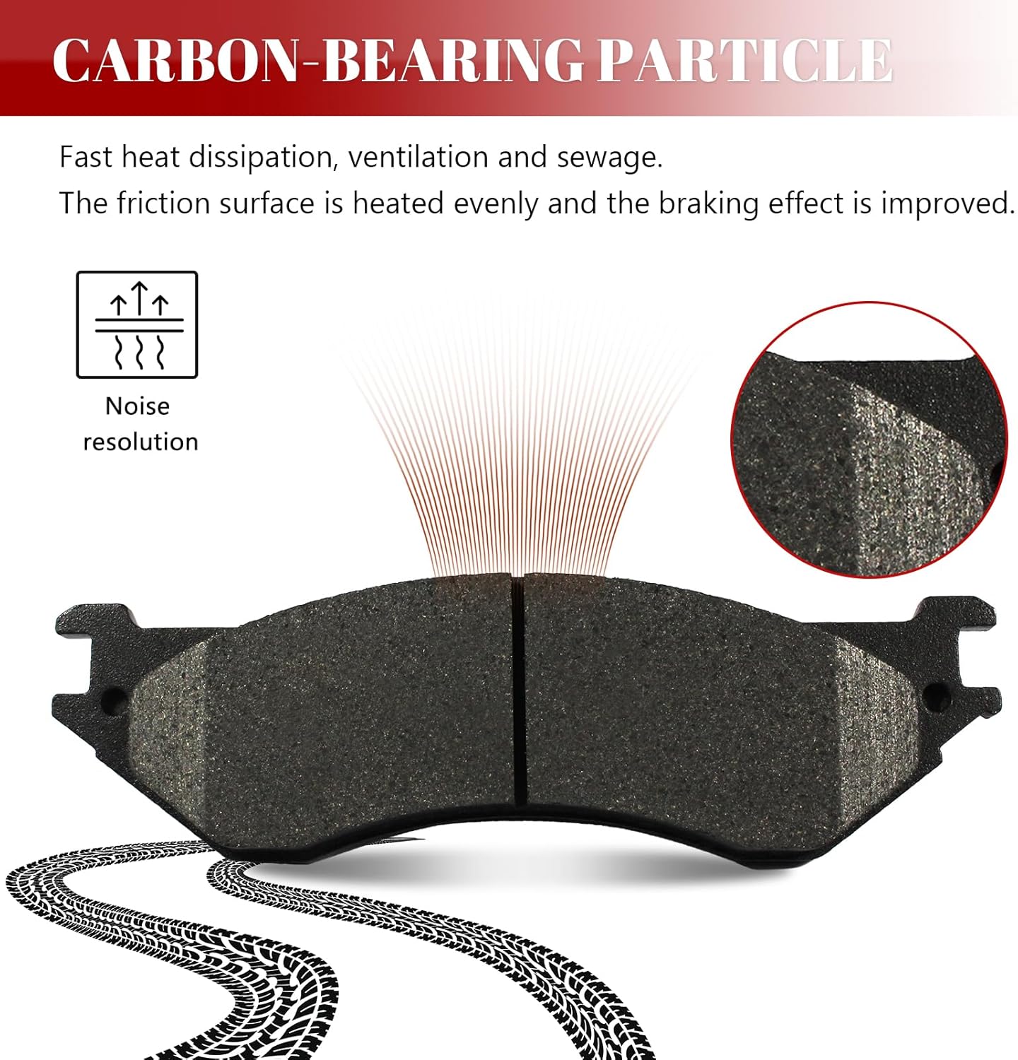 Ceramic Disc Brake Pads Set Front and Rear Replacement for Lincoln Navigator 1998-2002, for Ford Expedition/F-150/ F-150 Heritage/F-250