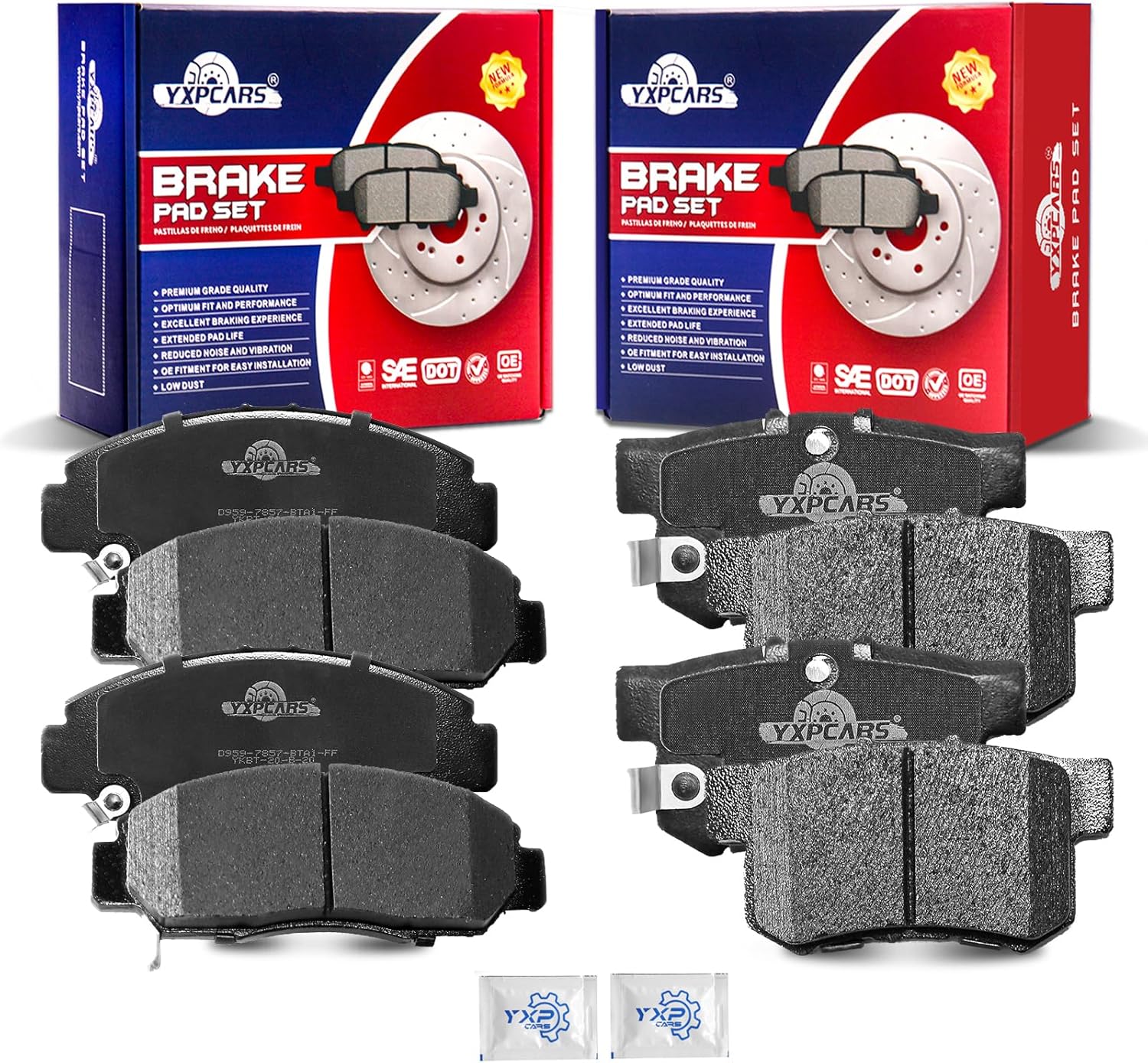 Front and Rear Ceramic Disc Brake Pads Set Replacement for Acura Csx 2006 2007 2008 2009 2010 2011, for Accord 2003 2004 2005 2006 2007