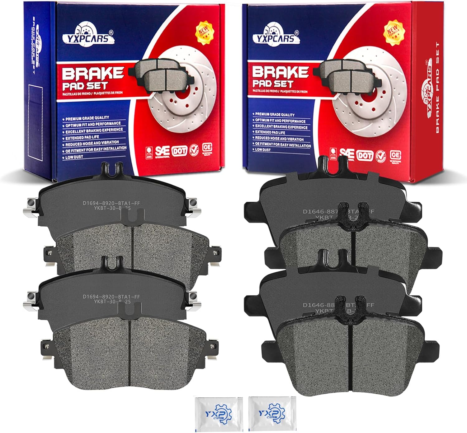 Ceramic Disc Brake Pads Set Front and Rear for Mercedes-Benz B Electric Drive B180 B250 B250E Cla250, for Infiniti Qx30 2017 2018 2019