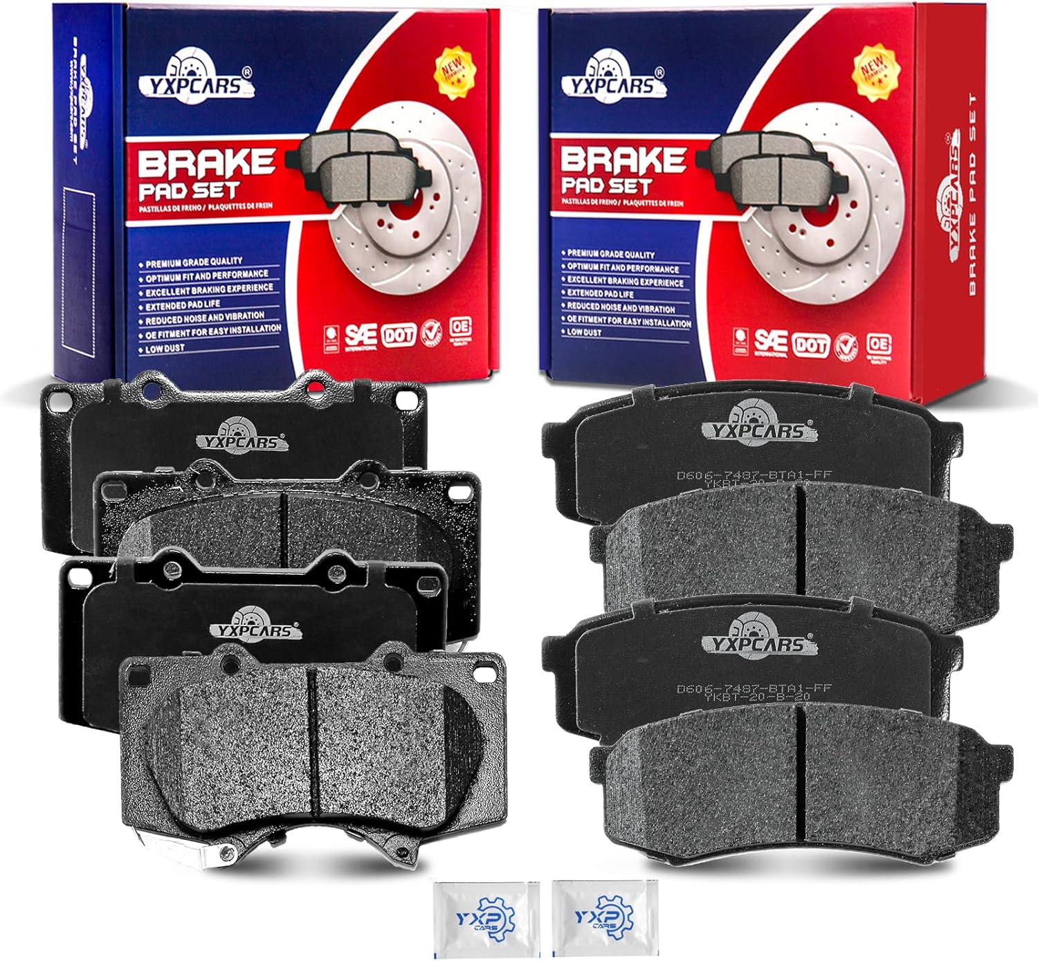 Front and Rear Ceramic Disc Brake Pads Set Replacement for Lexus Gx460 2010-2023 Gx470 2003-2009, for Toyo-ta 4Runner 2003-2023 Fj Cruiser 2007-2014 Sequoia 2001-2007