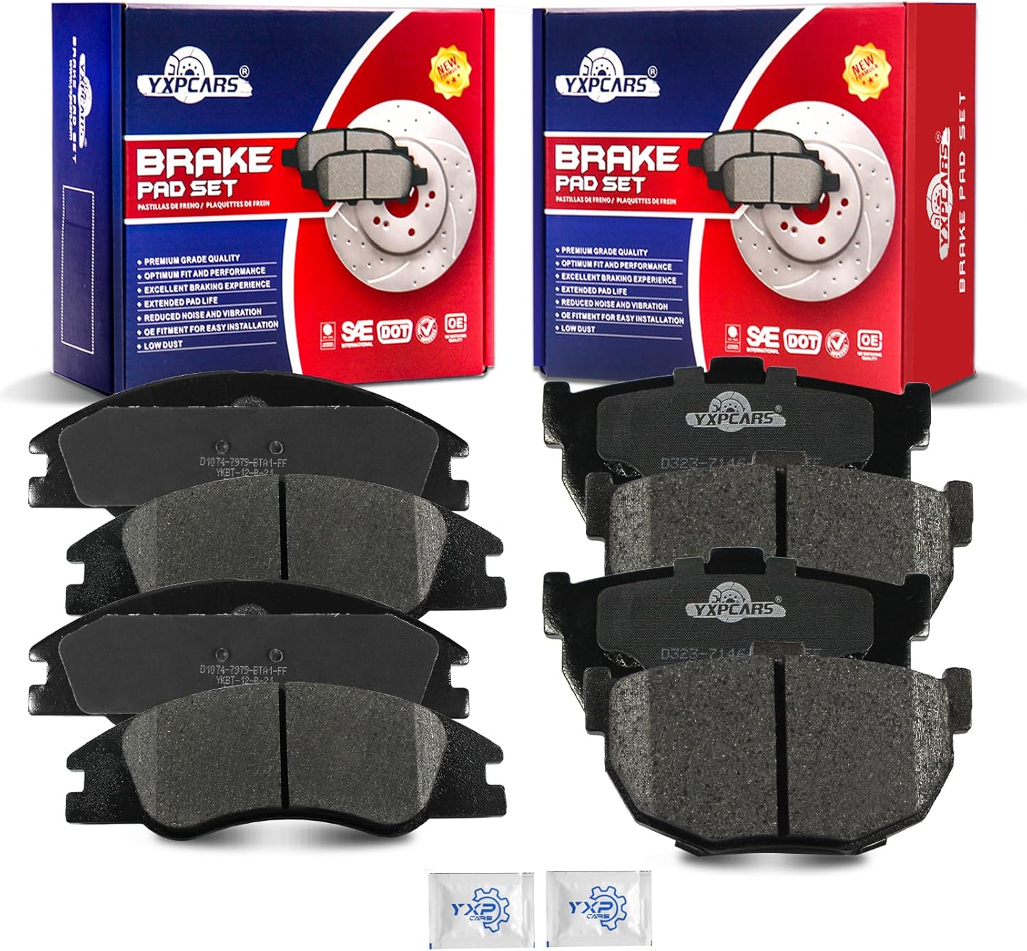 Front and Rear Ceramic Disc Brake Pads Set Replacement for Kia Spectra/Spectra5 2005 2006 2007 2008 2009, Spectra 2.0L 2004