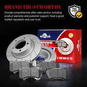 Front & Rear Drilled Slotted Rotors and Ceramic Disc Brake Pads Kit for Lexus Lx570 2016-2021, for Toyota Land Cruiser 2016 2017 2018 2019 2020 2021/ Sequoia 2008-2021/ Tundra 2007-2021 5 Lug