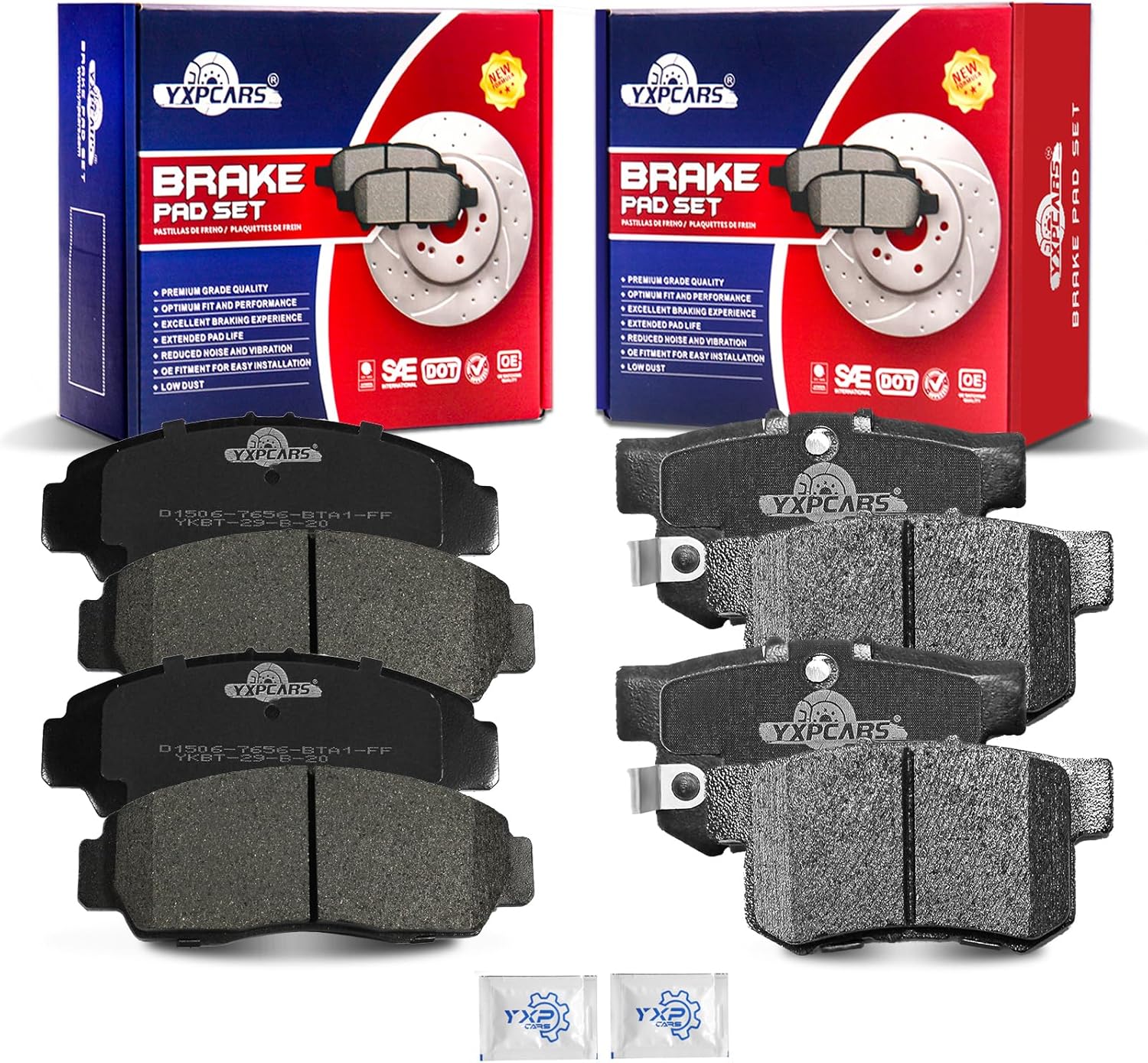 Ceramic Disc Brake Pads Set Front and Rear Replacement for Acura Cl 2001-2003 Rl 1999-2004 Tl 1999 2000 2001 2002 2003 2004 2005 2006 2007 2008