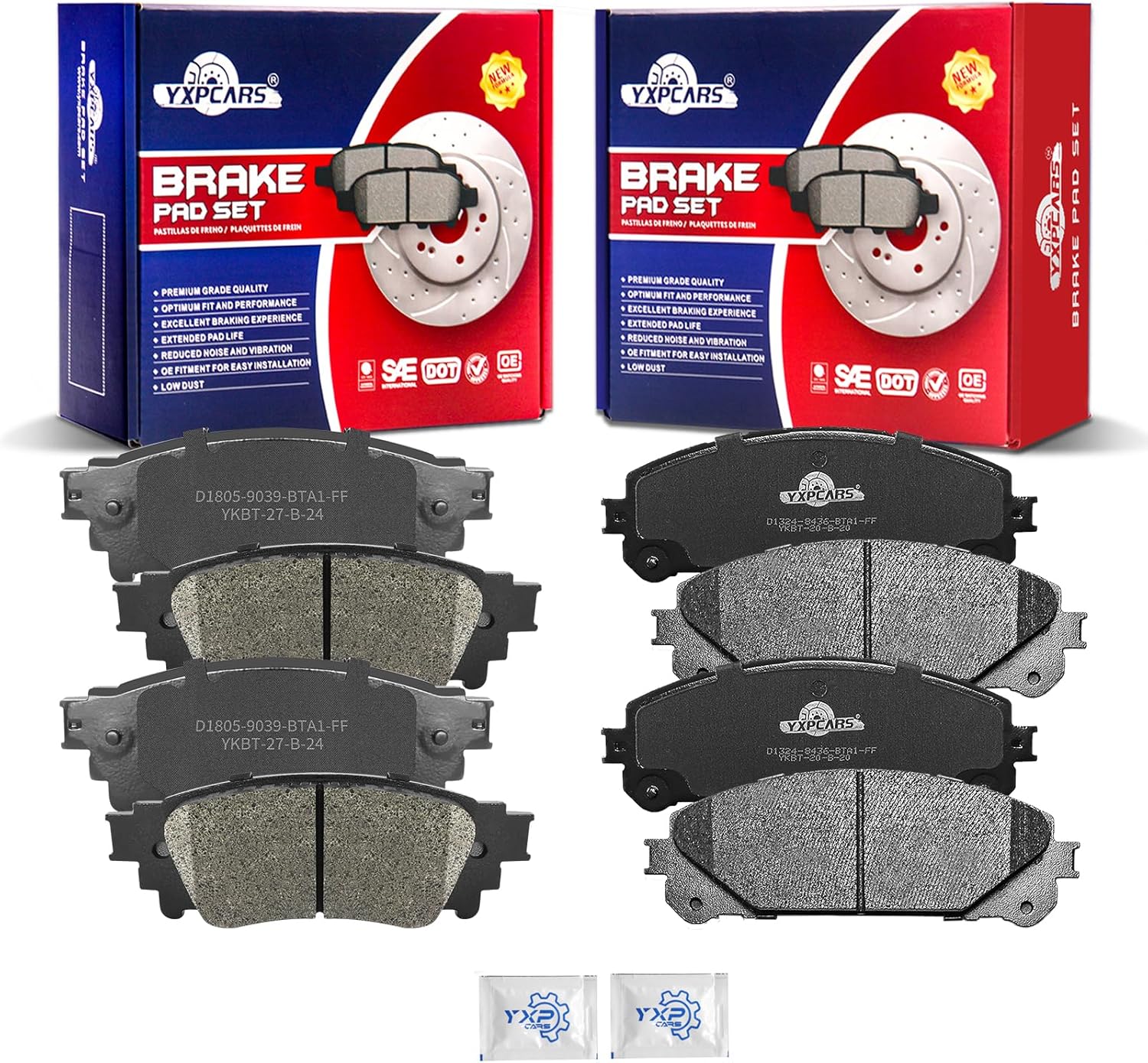 Ceramic Disc Brake Pads Set Front and Rear Replacement for Lexus Nx200T 2015 2016 2017/ Nx300 2018 2019-2021/ Nx300H 2015-2021, for Toyota Avalon 2020-2021 Trd/Camry 2020 2021 2022 2023 Trd
