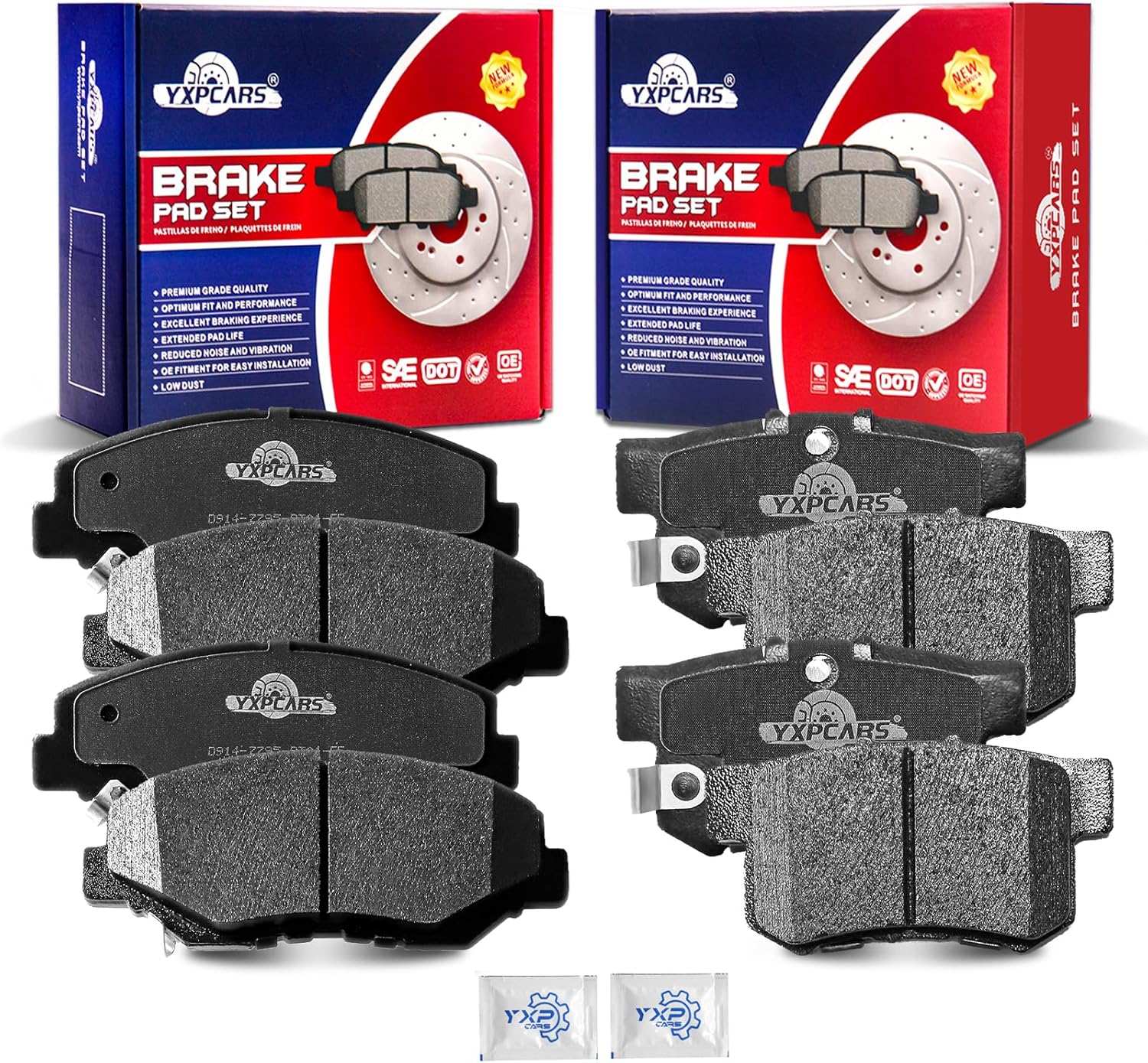Front and Rear Ceramic Disc Brake Pads Set Replacement for Hon-da Civic2012 2013 2014 2015 2016, for Accord 2003 2004 2005 2006 2007,for Acur Ilx 2013-2015