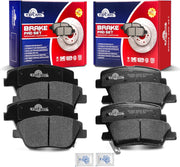 Front and Rear Ceramic Disc Brake Pads Set Replacement for 2011 2012 2013 2014 2015 Hyundai Sonata 2011-2016 Kia Optima