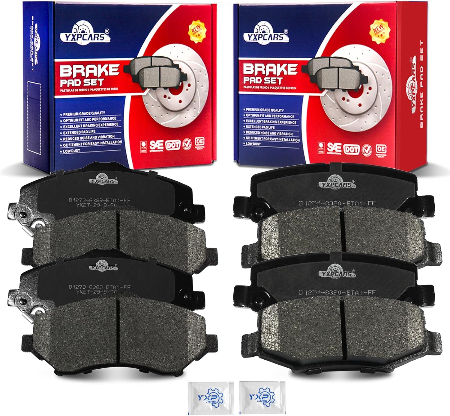 Front and Rear Ceramic Disc Brake Pads Set Replacement for Dodge Nitro 2007-2011 for Jeep Liberty 2008-2012 for Wrangler 2007 2008 2009 2010 2011 2012 2013 2014 2015 2016 2017