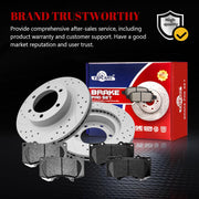 Ceramic Front Brakes Pad and Rotors Drilled Slotted Vented Replacement Disc Brake Kits for Toyota 4Runner 2003-2009/ Tacoma 2005-2015 6-Lug/Tacoma 2016-2021/ Fj Cruiser 2007-2014 With 12.56 Inch