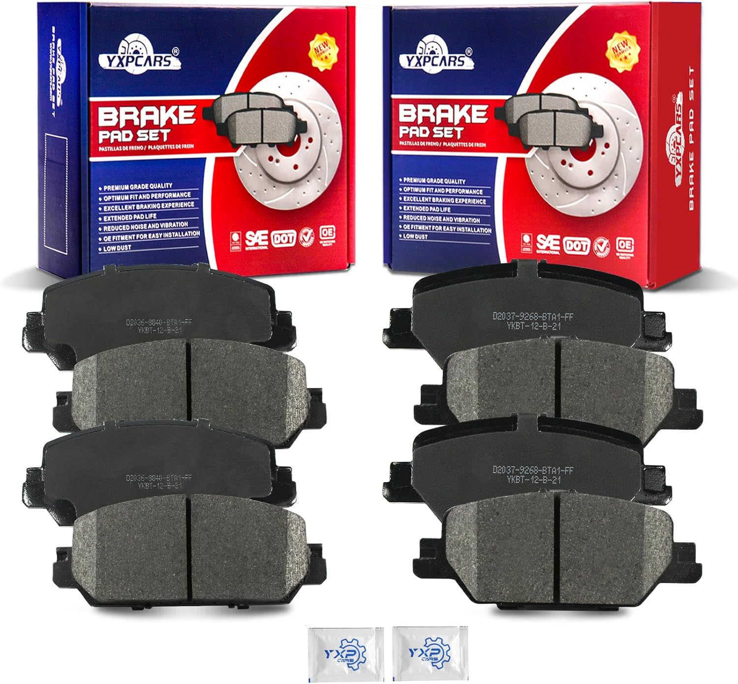 Ceramic Disc Brake Pads Set Front and Rear Replacement for Honda Cr-V 2017 2018 2019 2023, for Honda CR-V 2020 2021 2022 Gas Engine