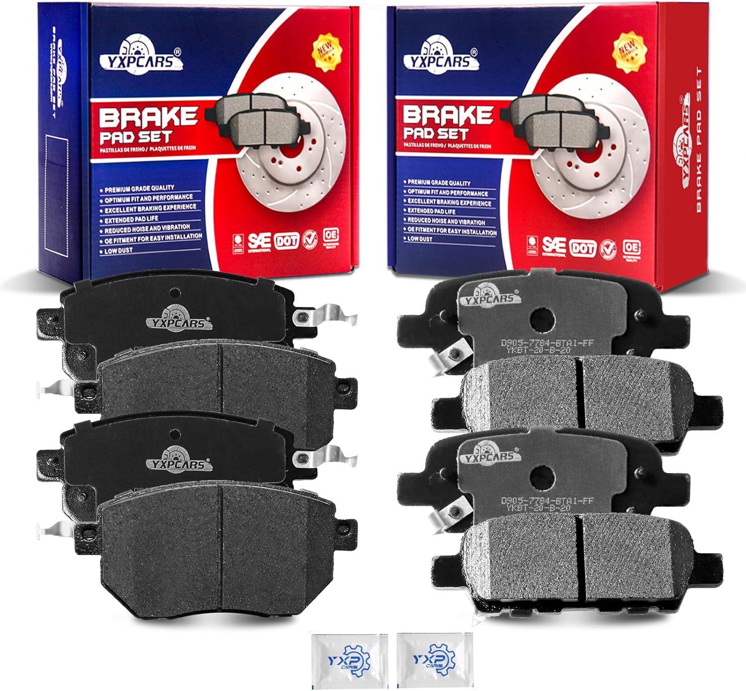 Front and Rear Ceramic Disc Brake Pads Set Replacement for Infiniti Fx35/Fx45 2003-2005, for Nissan Maxima 2004-2008 Murano 2003 2004 2005 2006 2007 2009 2010 2011