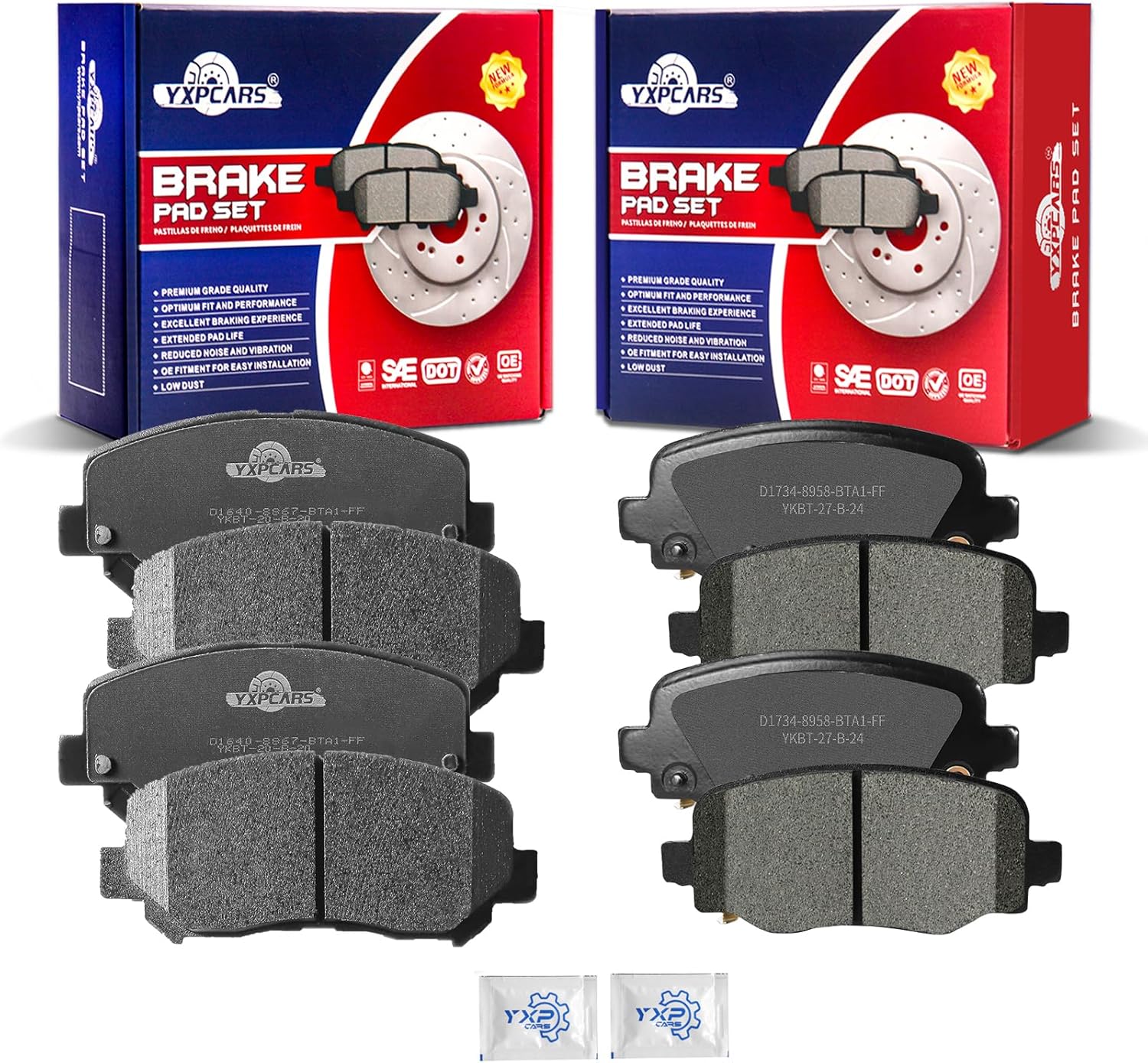 Ceramic Disc Brake Pads Set Front and Rear Replacement for Chrysler 200 2015 2016 2017, for Jeep Cherokee With Single Piston 2018 2019 2020 2021 2022 with Front Caliper