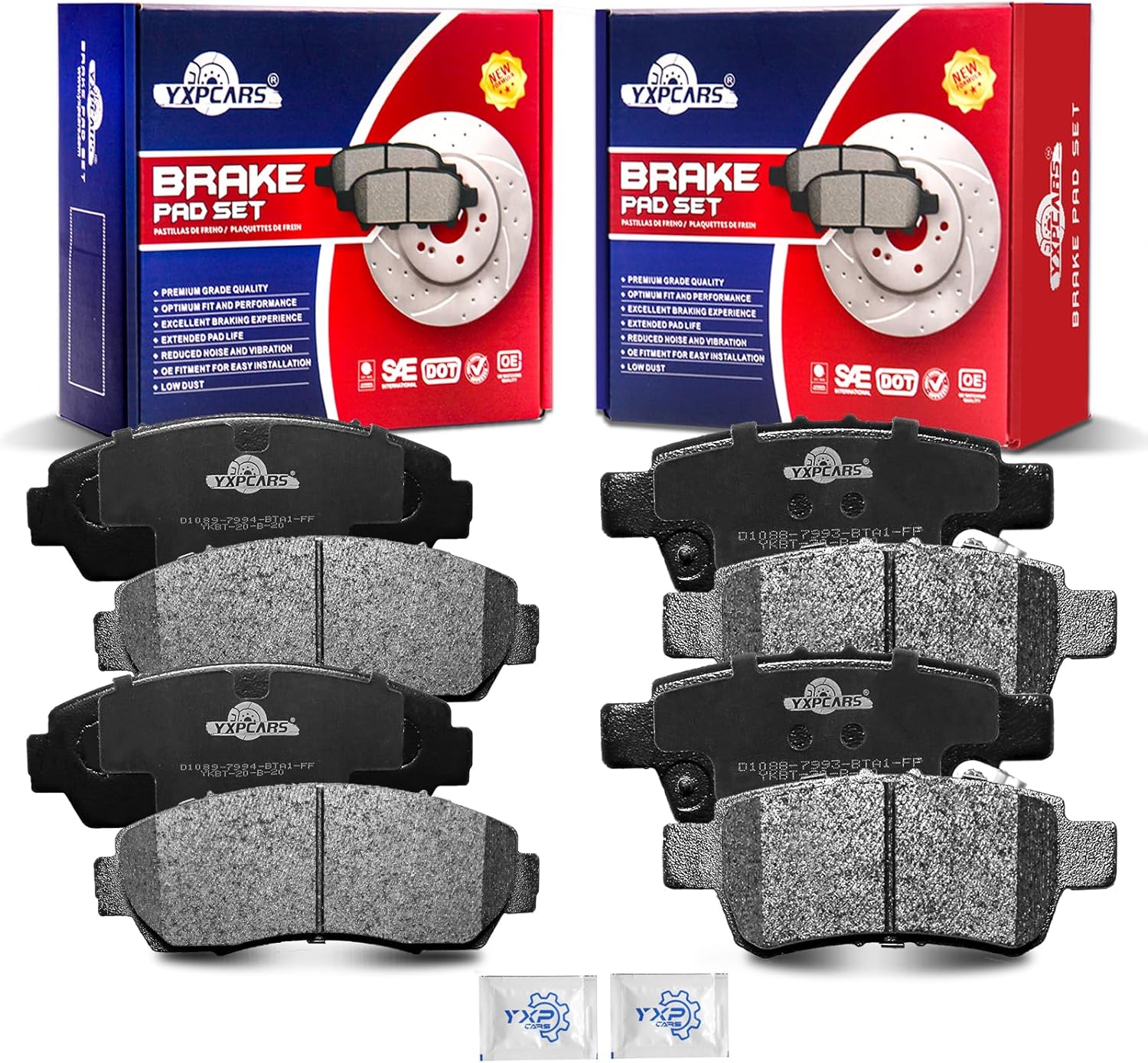 Front and Rear Ceramic Disc Brake Pads Set Replacement for Honda Odyssey 2005 2006 2007 2008 2009 2010