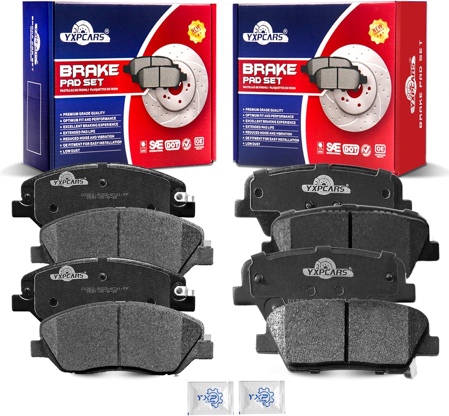 Front and Rear Ceramic Disc Brake Pads Set Replacement for Hyundai Entourage 2007-2010 Santa Fe 2013 2014 2015 2016/ Kia Borrego 2009-2011 Sedona 2006 2007 2008 2009 2010 2011 2012 2014