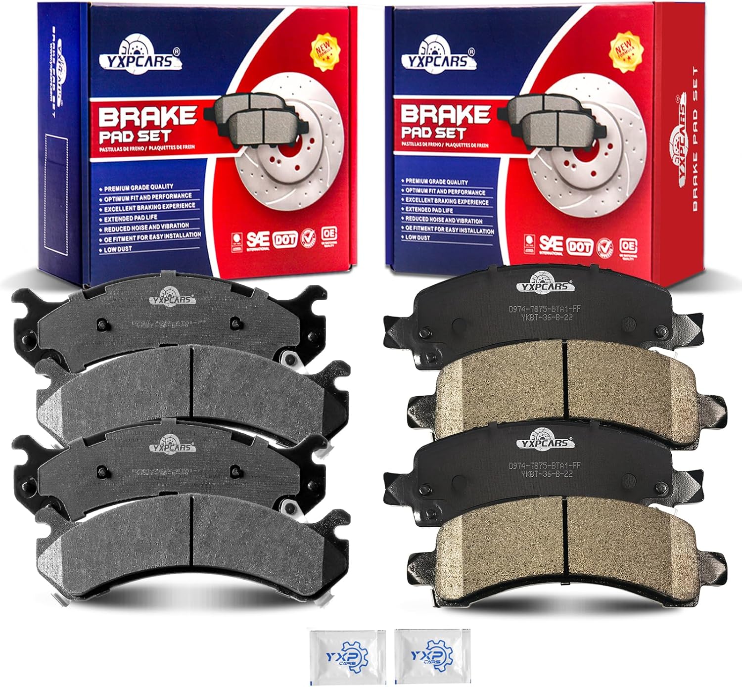 Ceramic Disc Brake Pads Set Front and Rear for Chevry Express 2500/3500 2003-2020, for Gmc Savana 2500/3500 2003 2004 2005 2006 2007 2008 2009 2010 2011 2012 2013 2014 2015 2016 2017 20018 2019 2020