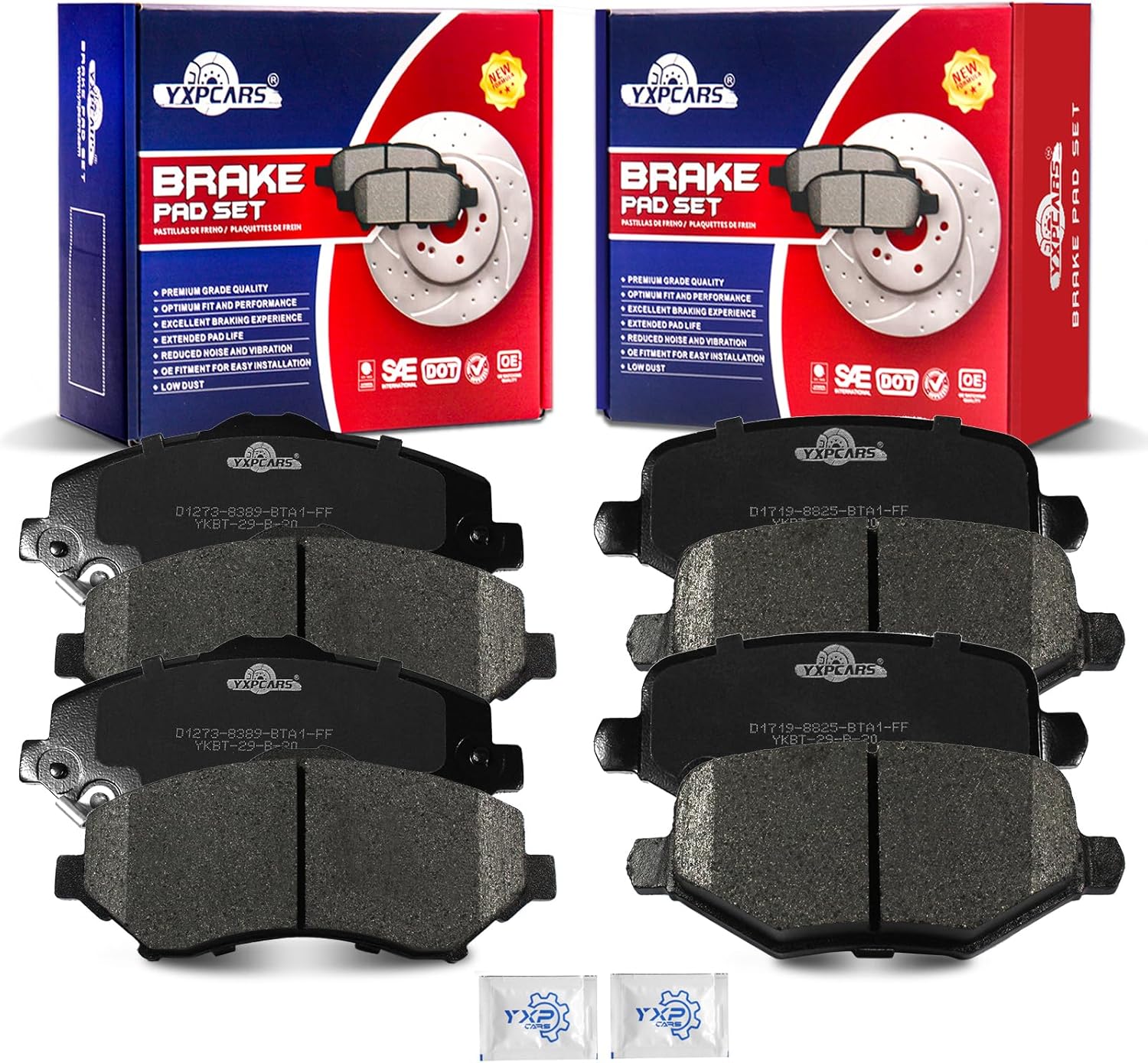 Front and Rear Ceramic Disc Brake Pads Set Replacement for Chry-sler Town & Country 2008-2016,for Dod-ge Grand Caravan 2012-2016 /Journey 2009-2013, for Volkswa-gen Routan 2009-2011