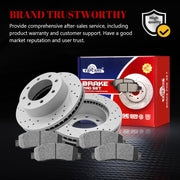 Ceramic Front Brakes Pad and Rotors Drilled Slotted Vented Replacement Disc Brake Kits for Ford F-350 Super Duty 2005 2006 2007 4Wd / Awd; For Vehicles With Single Rear Wheels