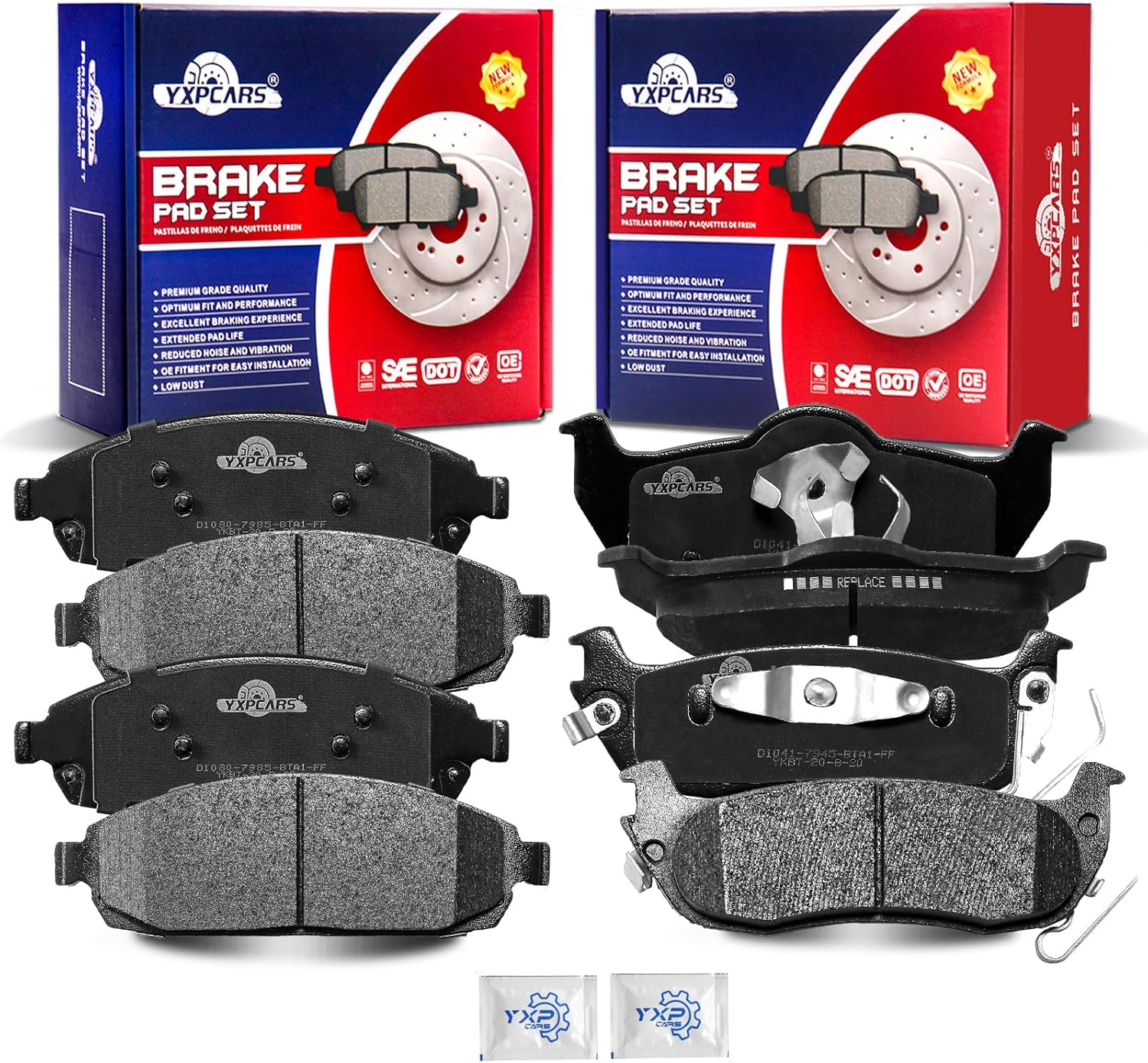 Front and Rear Ceramic Disc Brake Pads Set Replacement for Jeep Commander 2006-2010, Grand Cherokee 2005 2006 2007 2008 2009 2010 Excluding Srt-8