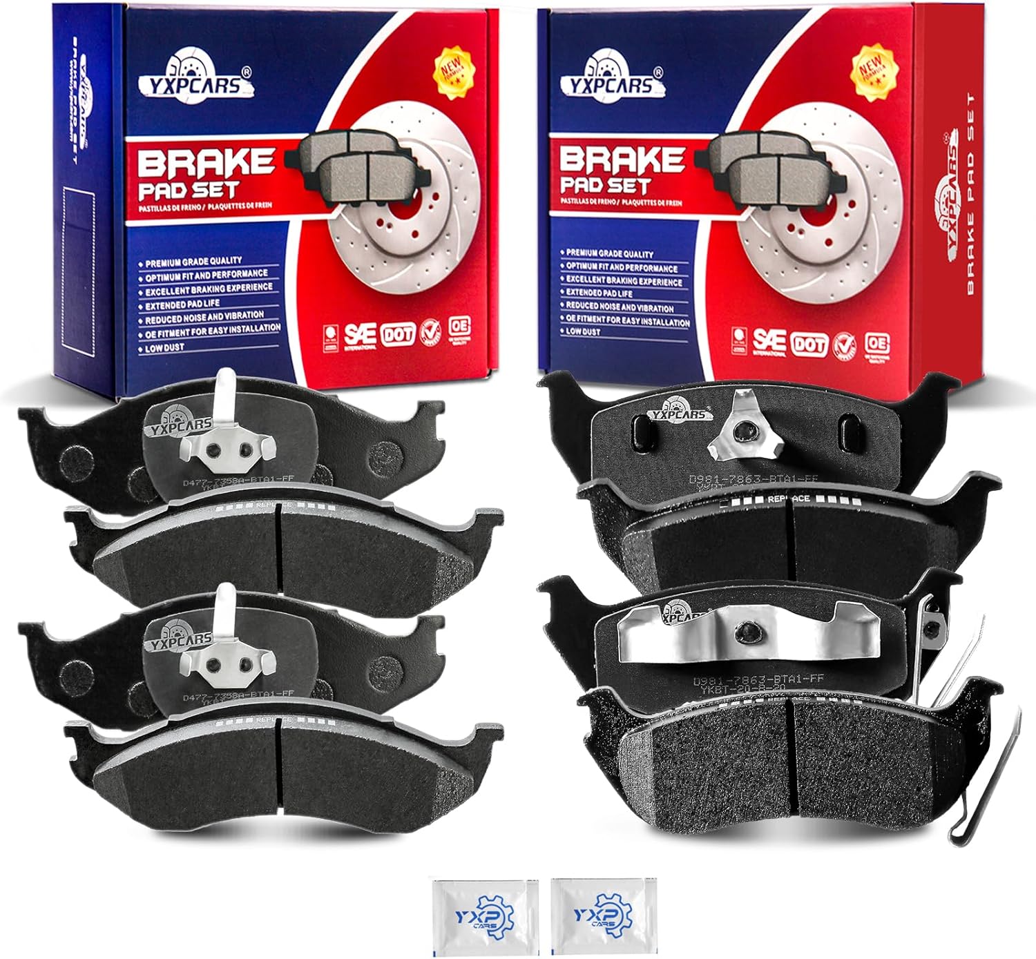 Front and Rear Ceramic Disc Brake Pads Set Replacement for Jeep Tj 2003-2006 Wrangler 2003 2004 2005 2006