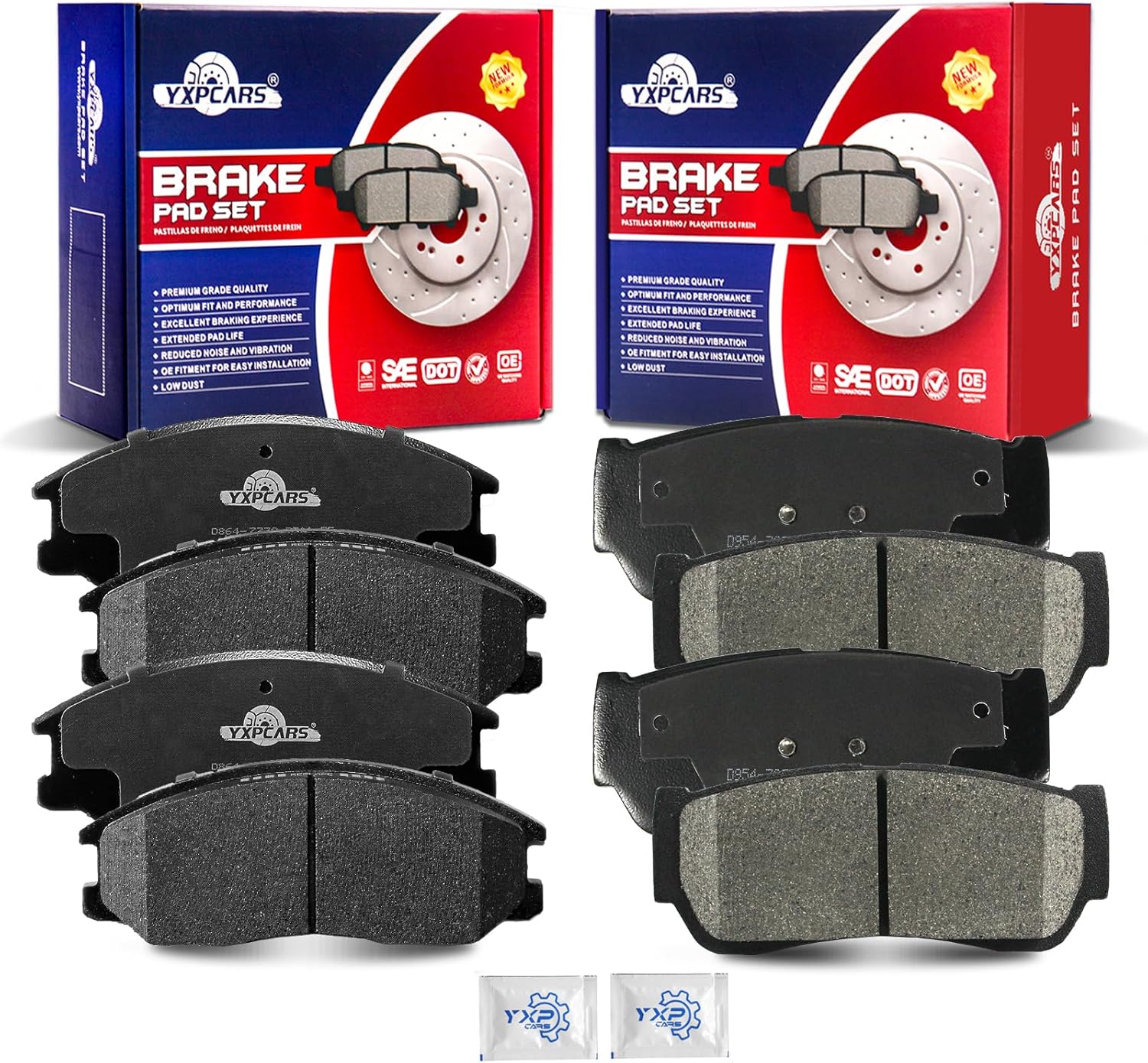 Ceramic Disc Brake Pads Set Front and Rear Replacement for Kia Sorento 2003 2004 2005 2006 2007 2008 2009