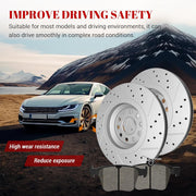 Ceramic Rear Brakes Pad and Rotors Drilled Slotted Vented Replacement Disc Brake Kits for Volkswagen Arteon 2019-2023/ Atlas Cross Sport 2020 2021 2022/ Atlas 2018-2022/ Golf R 2015 2016 2017-2019