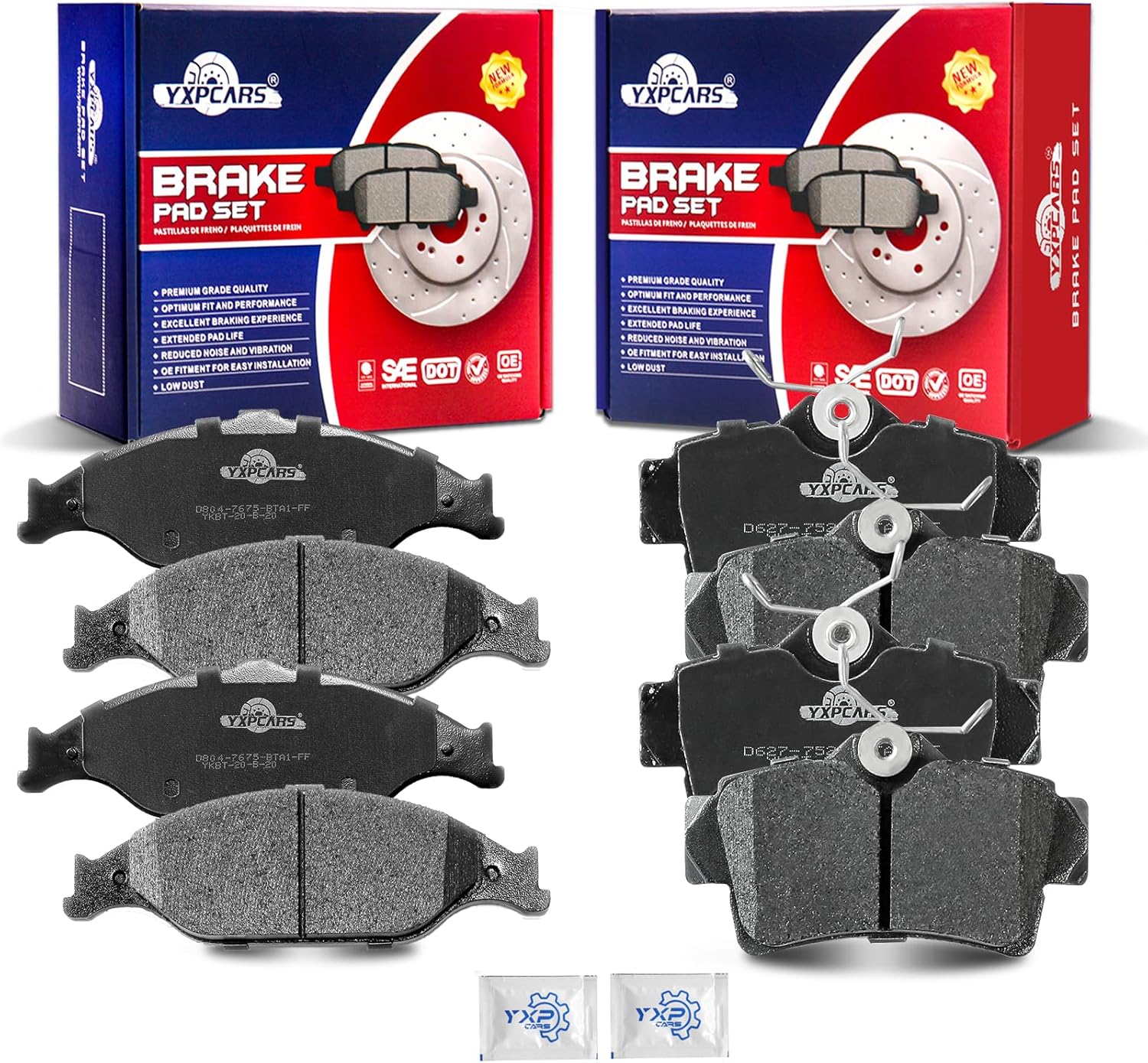 Front and Rear Ceramic Disc Brake Pads Set Replacement for Ford Mustang 1999 2020 2001 2002 2003 2004