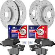 Front & Rear Drilled Slotted Rotors and Ceramic Disc Brake Pads Kit for Honda Civic Si Hfp/Si 2012, Civic Si 2013-2015, for Acura Ilx 2013 2014 2015 with 2.4L