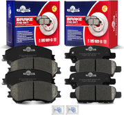 Front and Rear Ceramic Disc Brake Pads Set for Nissan Rogue S, Sl, Sv with 2.5L Gas 2018-2019/ Rogue 2 Row Seating 2014 2015 2016 2017/ Rogue Sport Manual 2019/ Rogue Sport 2017-2018