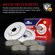 Ceramic Front Brakes Pad and Rotors Drilled Slotted Vented Replacement Disc Brake Kits for Chrysler Pacifica 2017-2019/ Voyager 2020-2021, for Dodge Grand Caravan 2018-2020/ Journey 2014-2020