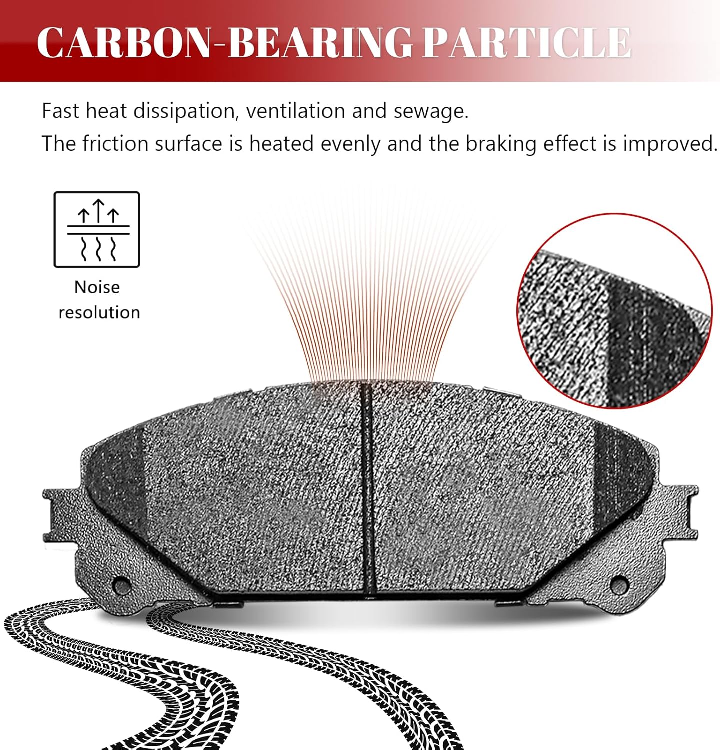 Ceramic Disc Brake Pads Set Front and Rear Replacement for Toyota Highlander 2008 2009 2010 2011 2012 2013 / Highlander 2014 Hybrid