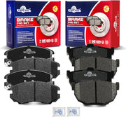 Front and Rear Ceramic Disc Brake Pads Set Replacement for Hyundai Tiburon 2003, Tiburon Base 2004,Tiburon Gs/Se 2005-2006, Tiburon 2.0L 2007, Tiburon 2.0L/2.7L 2008