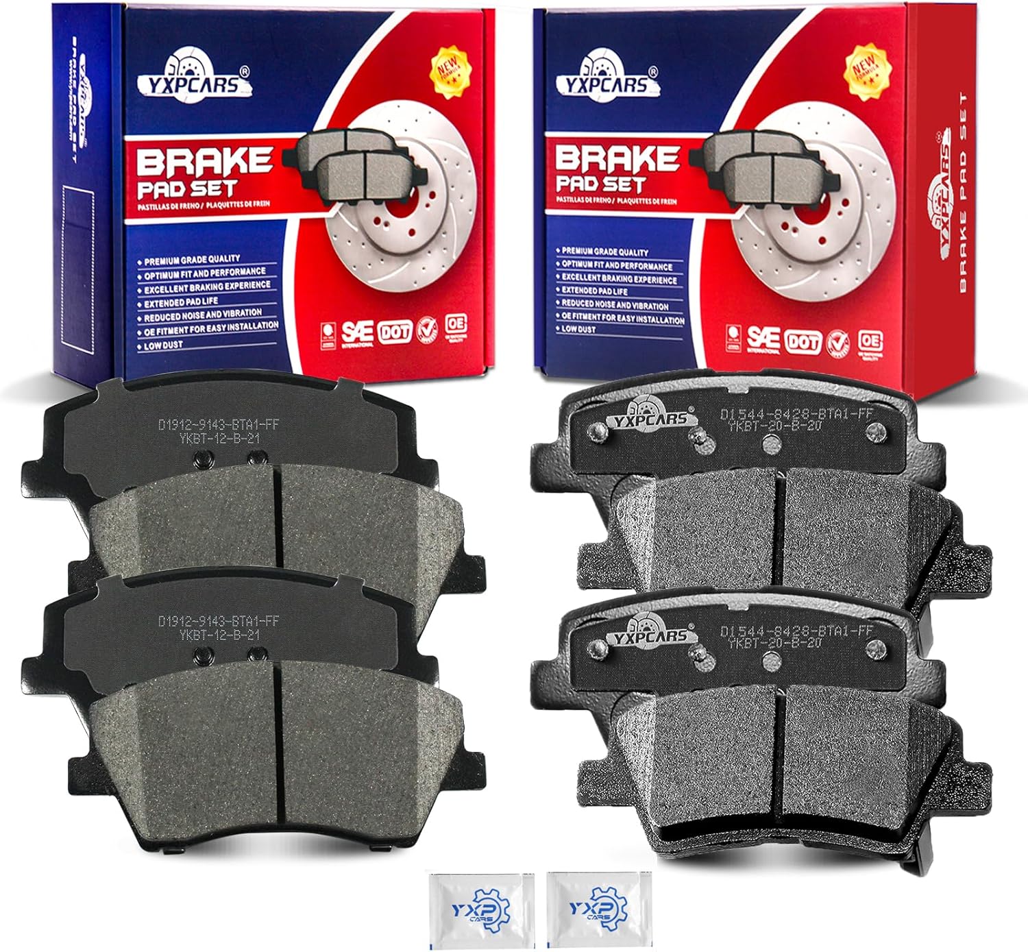Ceramic Disc Brake Pads Set Front and Rear Replacement for Hyundai Elantra 2017 2018 2019 2020 2.0L Engine