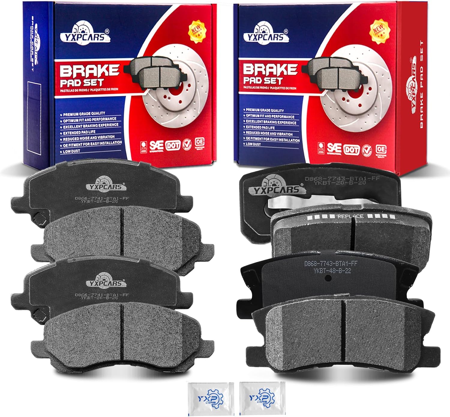 Front and Rear Ceramic Disc Brake Pads Set for Chrysler 200 2011-2014 Sebring 2007-2010, for Dodge Avenger 2008-2014,for Jeep Compass Patriot,for Mitsubishi Lancer Outlander Sport Rvr
