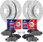 Front & Rear Drilled Slotted Rotors and Ceramic Disc Brake Pads Kit for Mazda Cx-3 2016 2017 2018 Fwd