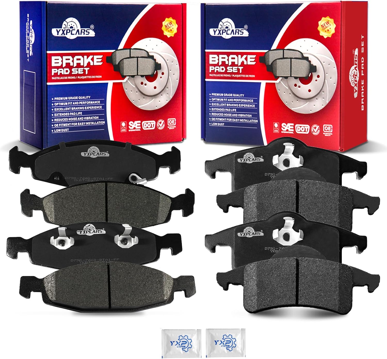 Front and Rear Ceramic Disc Brake Pads Set Replacement for 1999 2000 2001 2002 Jeep Grand Cherokee w/Ate/Teves Calipers