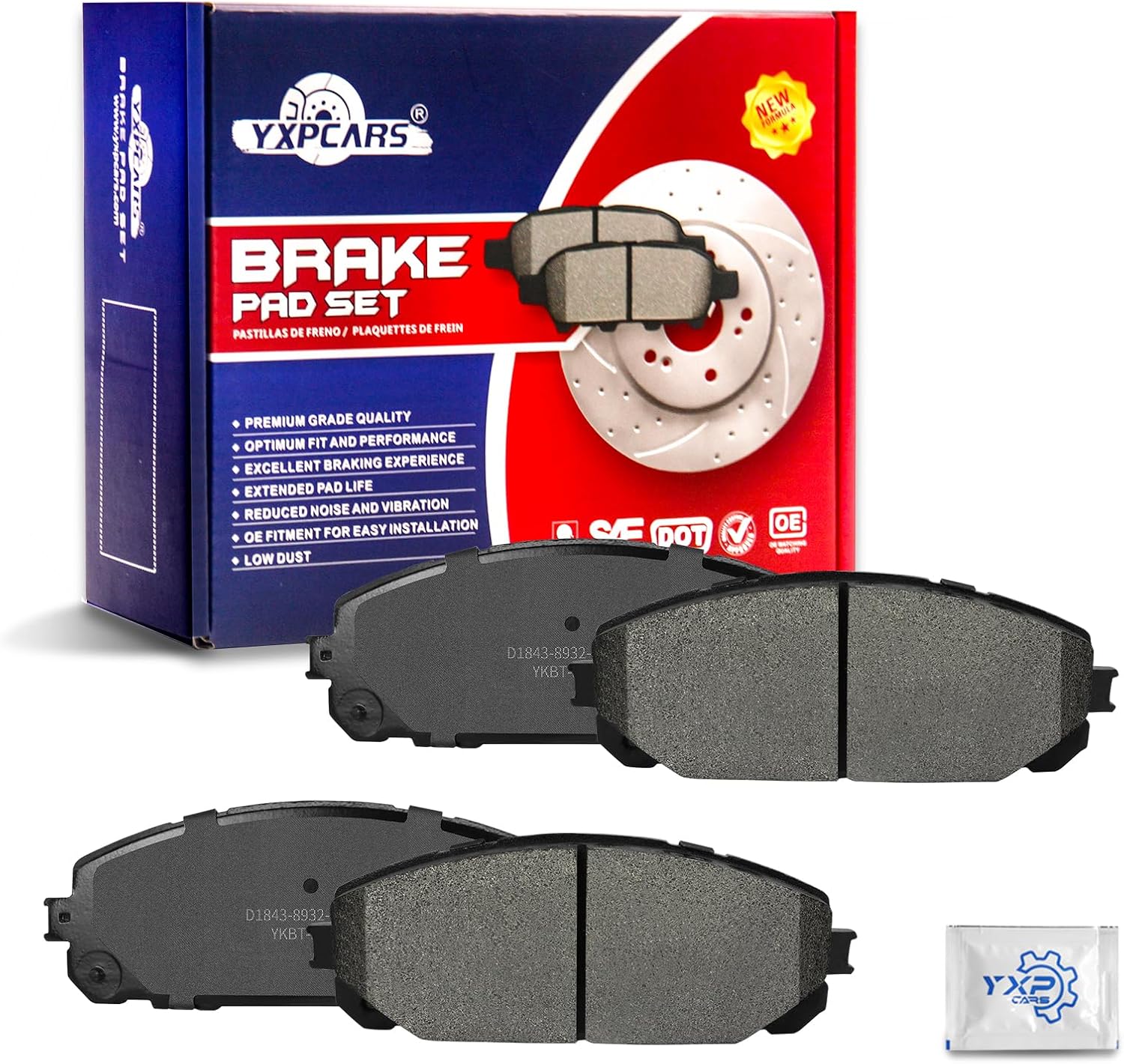Ceramic Disc Brake Pads Set Front Replacement for Jeep Cherokee 2016 2017 2018 2019 2020 2021 2022 with Dual Piston Calipers/Cherokee 2023