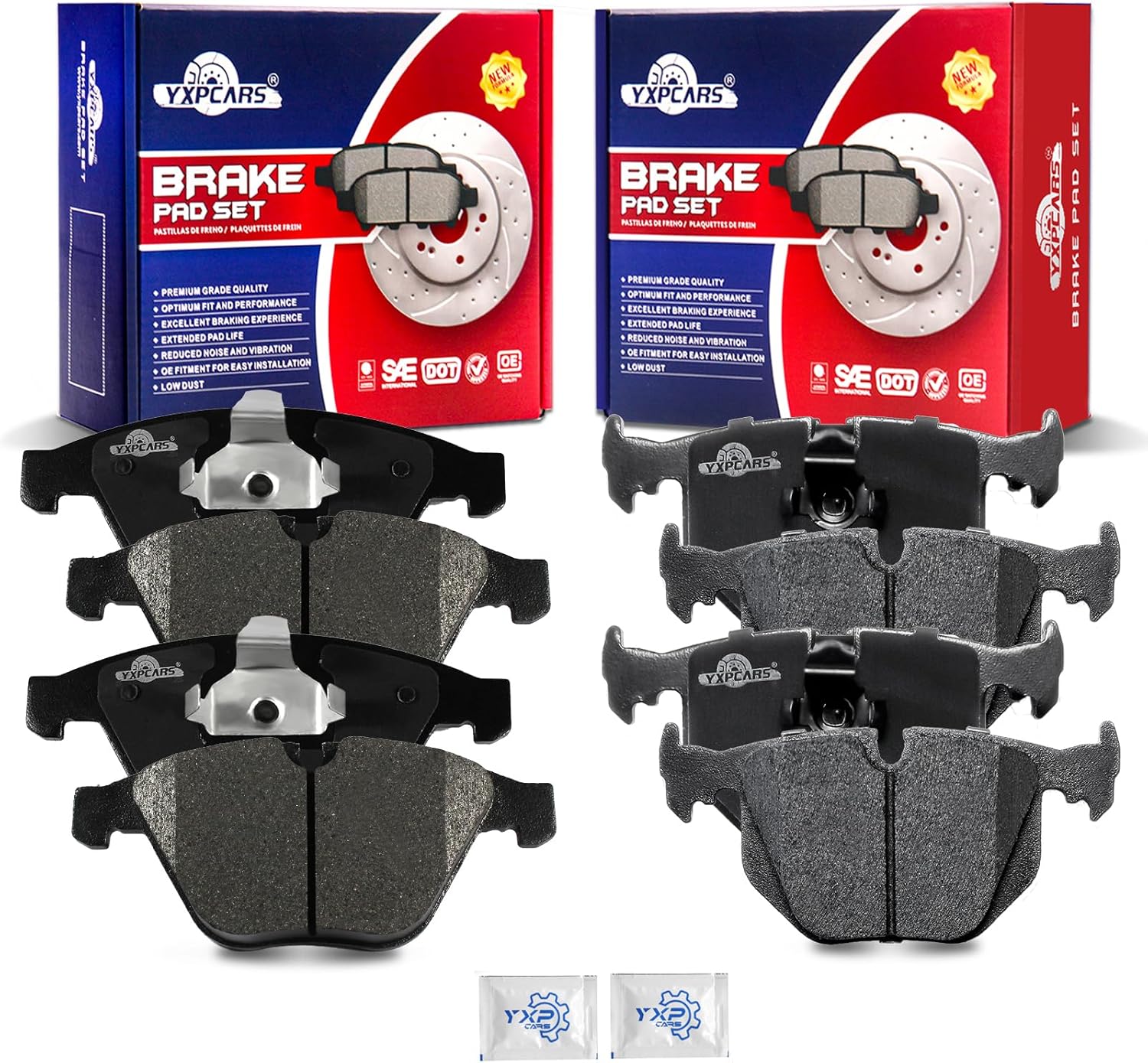 Front and Rear Ceramic Disc Brake Pads Set Replacement for Bmw 525i 530i Automatic Transmission/ 525xi/ 528i/ 528i Xdrive/ 528xi/ 530i/ 530xi/ 535i Xdrive/ 535xi/ M3