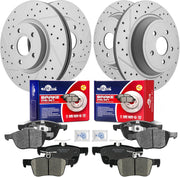 Front & Rear Drilled Slotted Rotors and Ceramic Disc Brake Pads Kit for Ford Escape 2017 2018 2019 1.5L Fwd; 2.5L