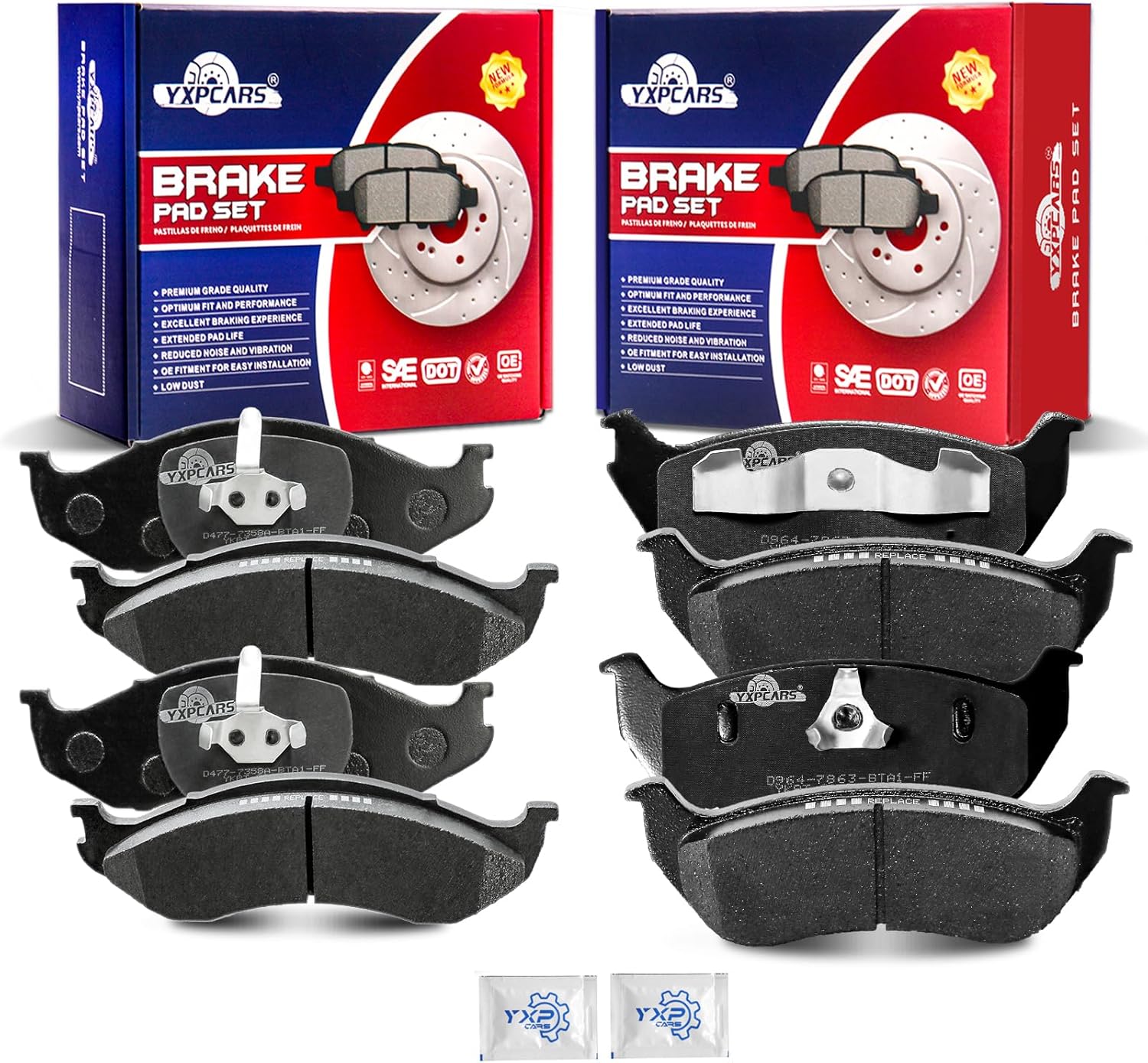 Front and Rear Ceramic Disc Brake Pads Set Replacement for Jeep Tj 2003-2006 Wrangler 2003 2004 2005 2006