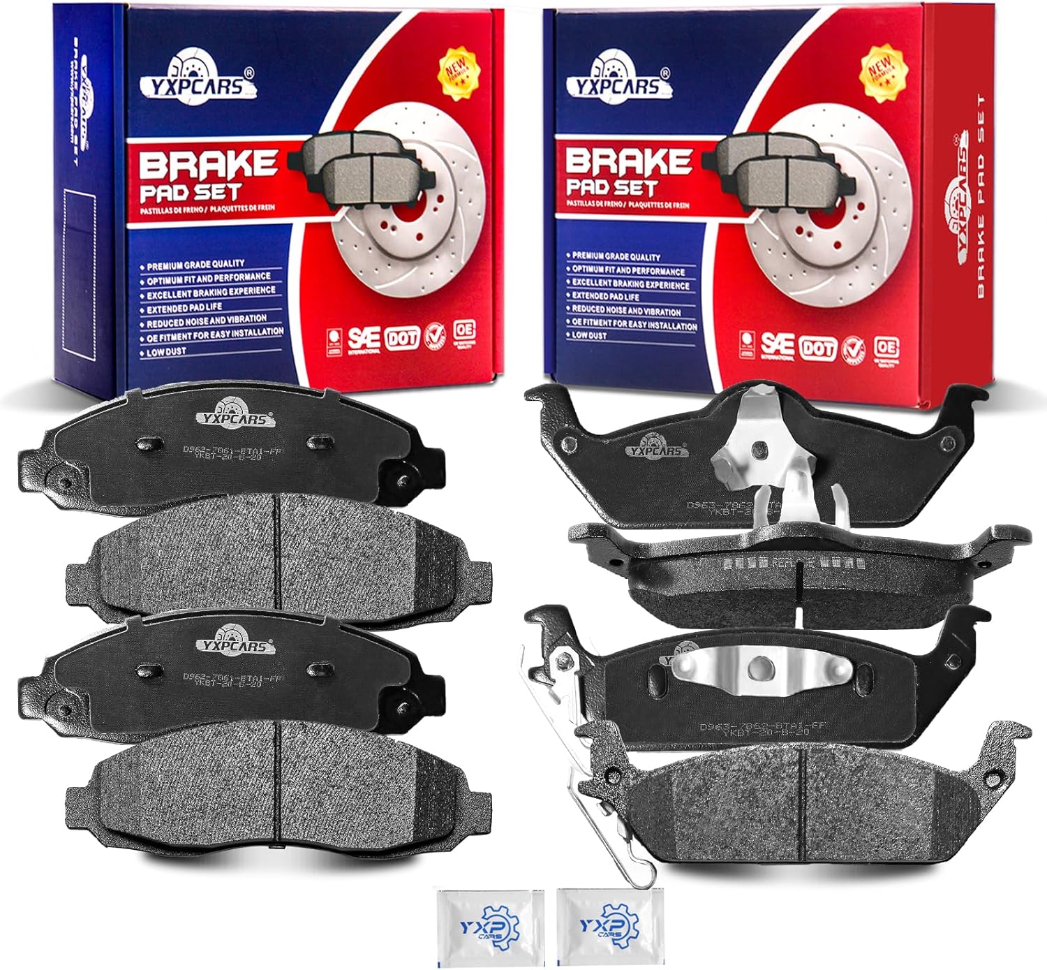Front and Rear Ceramic Disc Brake Pads Set Replacement for Dodge Dakota 2003-2004