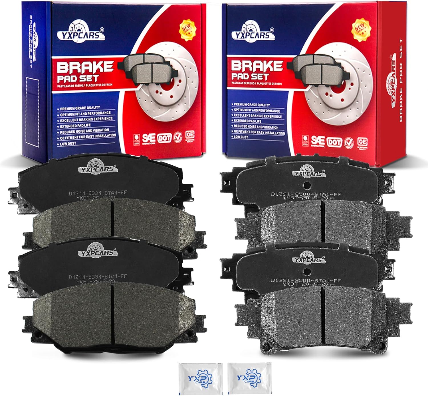 Ceramic Disc Brake Pads Set Front and Rear Replacement for Toyota Mirai 2016 2017 2018 2019 2020