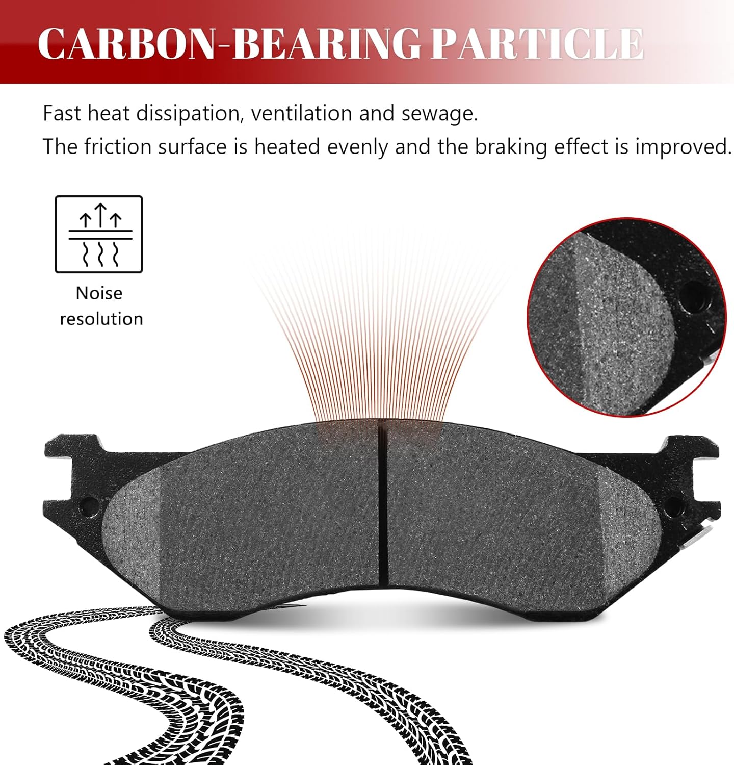 Front and Rear Ceramic Disc Brake Pads Set Replacement for Dodge Ram 1500 2002-2003, for Dodge Ram 1500 2004 Slt/St with 4.7L