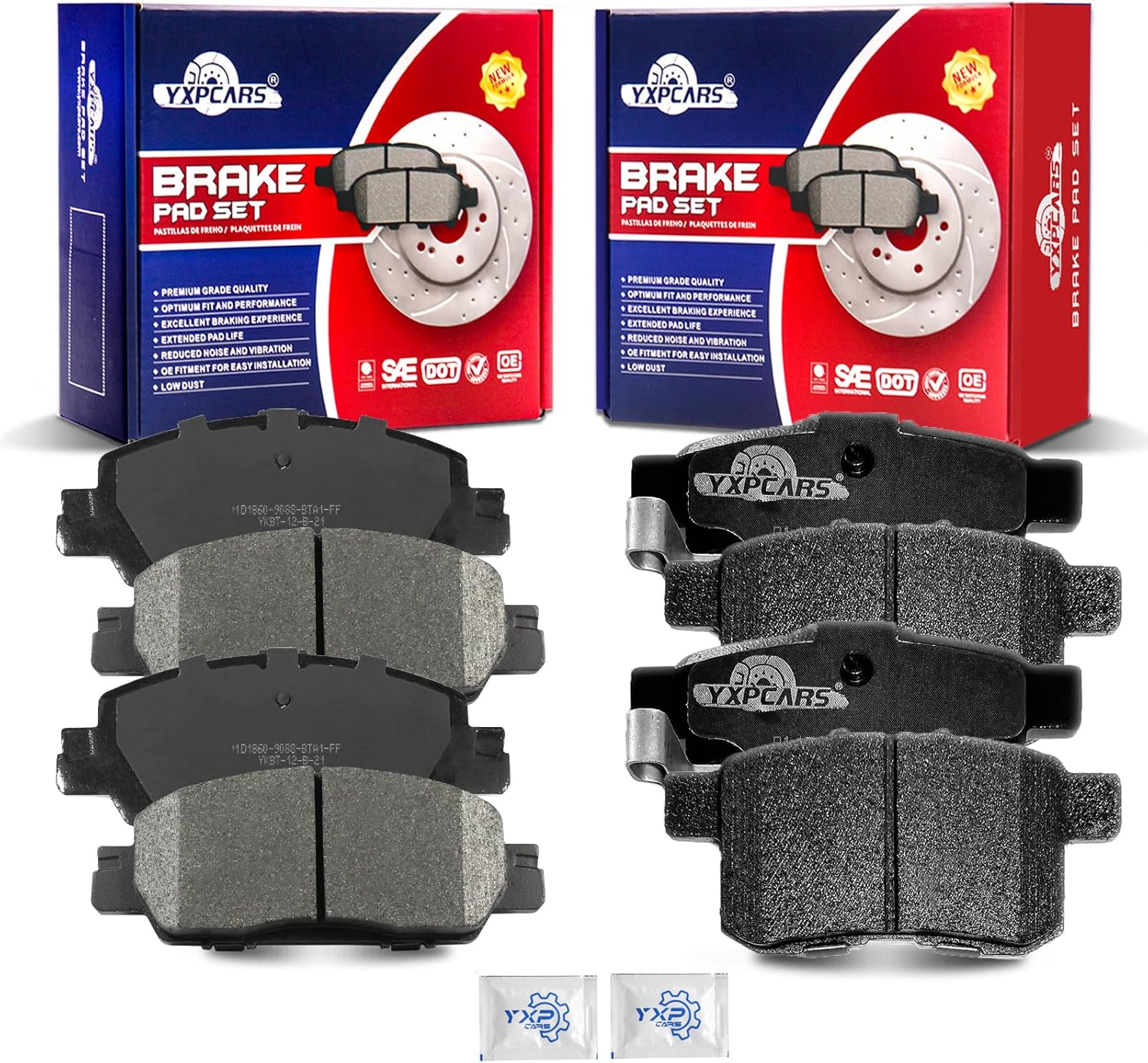 Ceramic Disc Brake Pads Set Front and Rear Replacement for Honda Accord 2016-2017 Lx-S