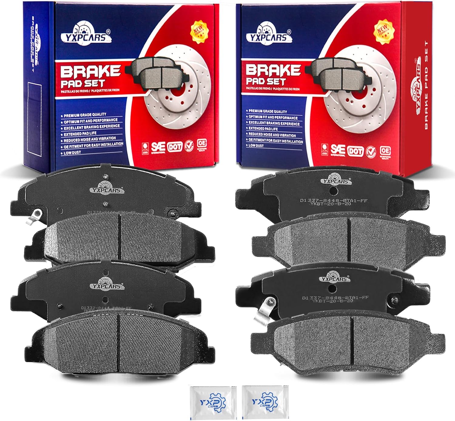 Front and Rear Ceramic Disc Brake Pads Set Replacement for Cadillac Cts 2008 2009 2010 2011 2012 2013 2014