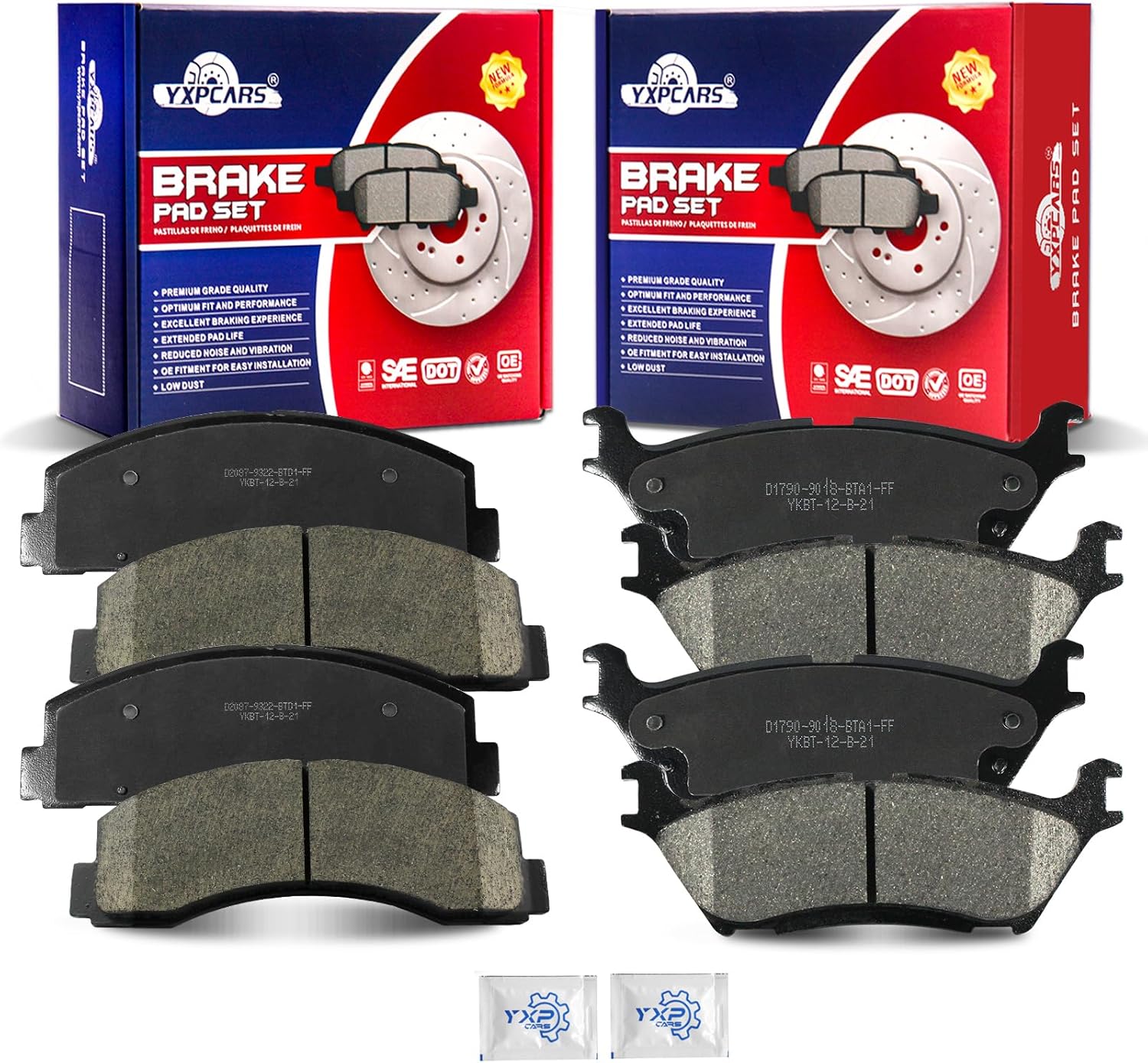 Ceramic Disc Brake Pads Set Front and Rear Replacement for Ford Expedition 2018-2021/ F-150 2018 2019 2020 with Electric Parking Brake, fpr Lincoln Navigator 2018-2021